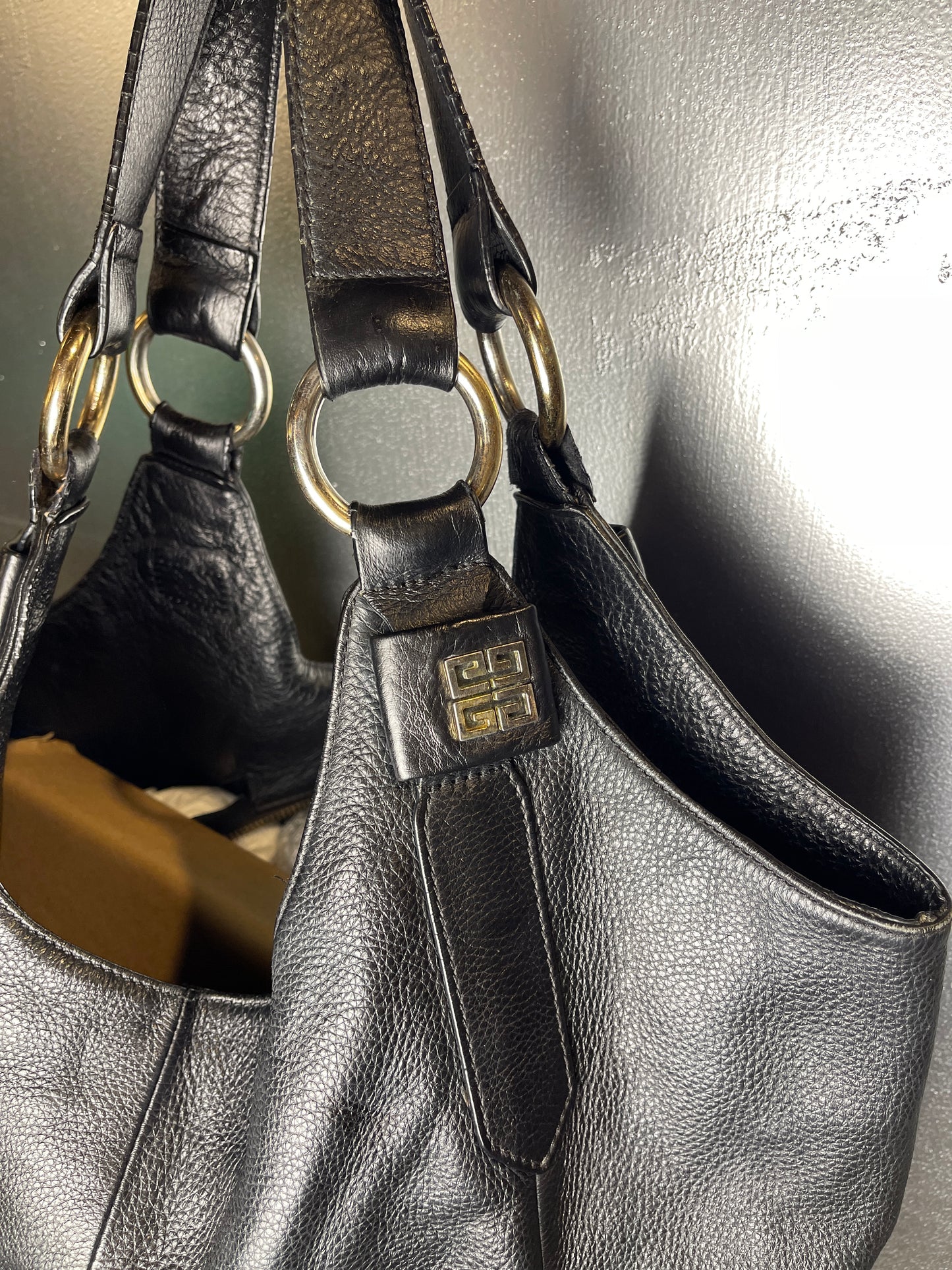 Givenchy Leather Hobo 4G Shoulder Bag Black
