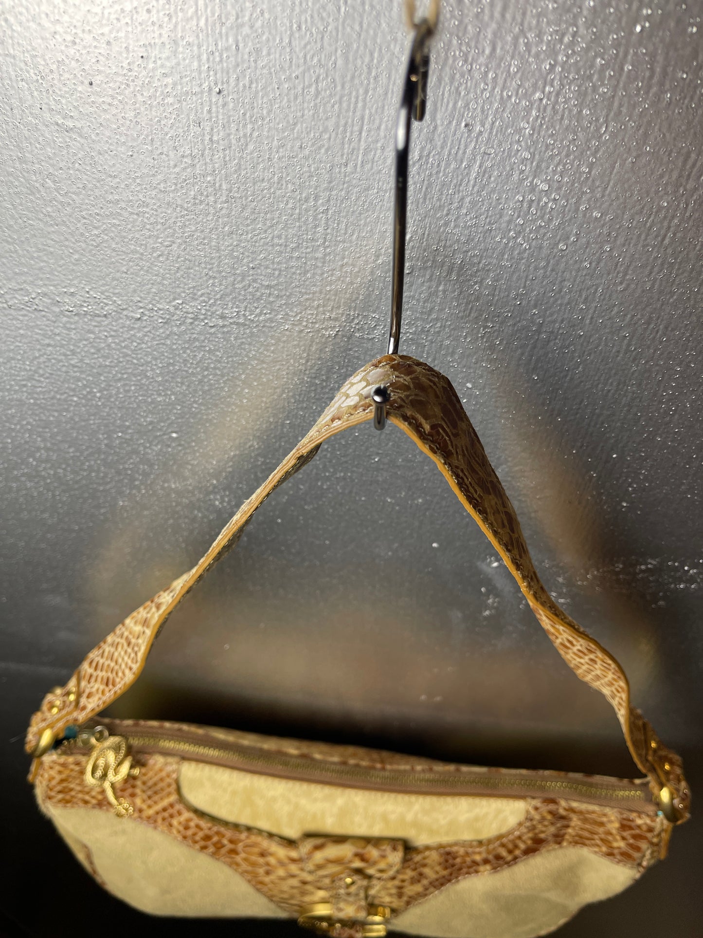 Just Cavalli Beige Creme Shoulder Leather Bag 2000s y2k