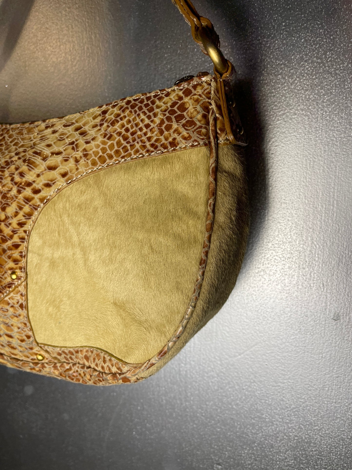 Just Cavalli Beige Creme Shoulder Leather Bag 2000s y2k
