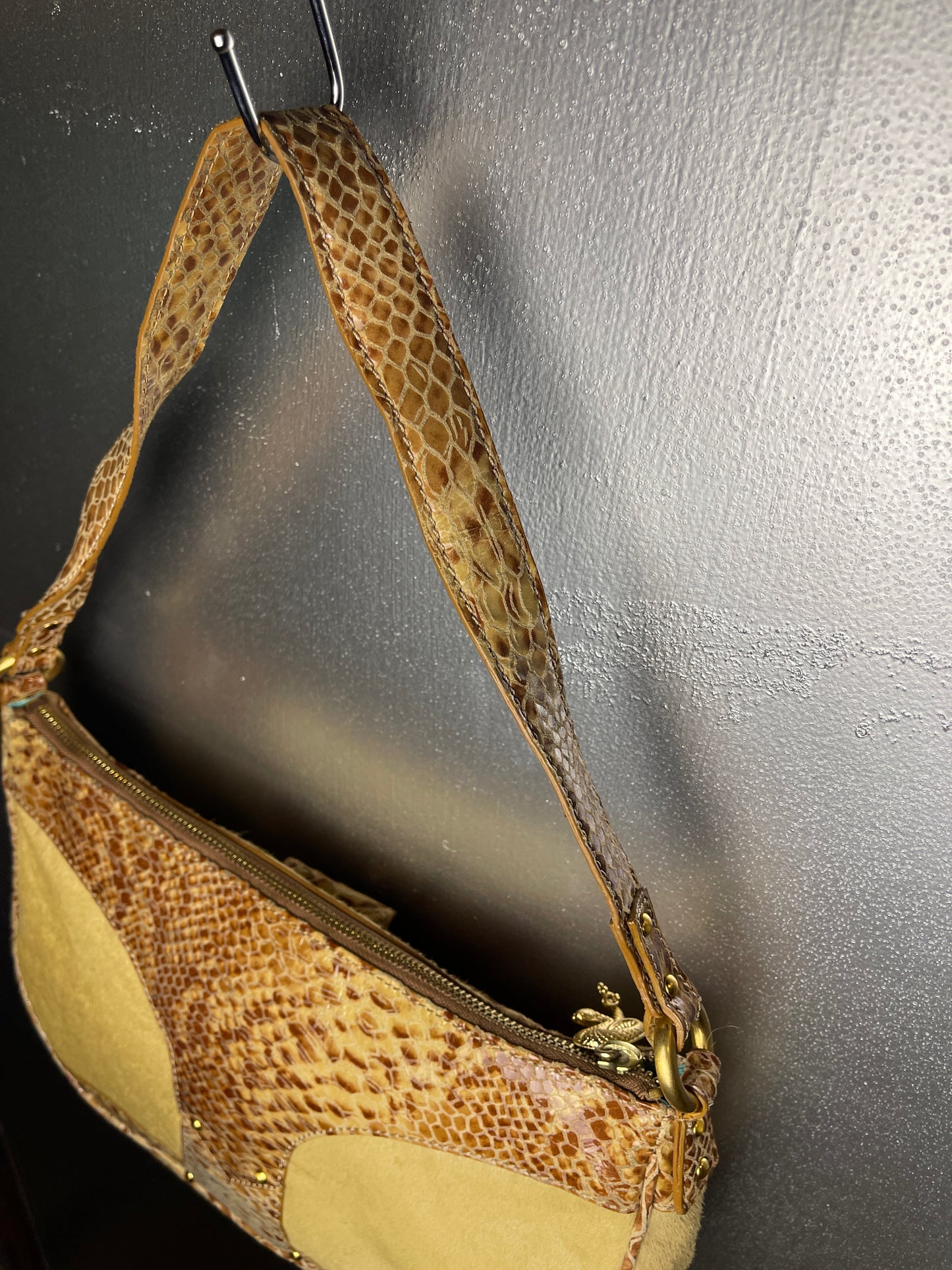 Just Cavalli Beige Creme Shoulder Leather Bag 2000s y2k