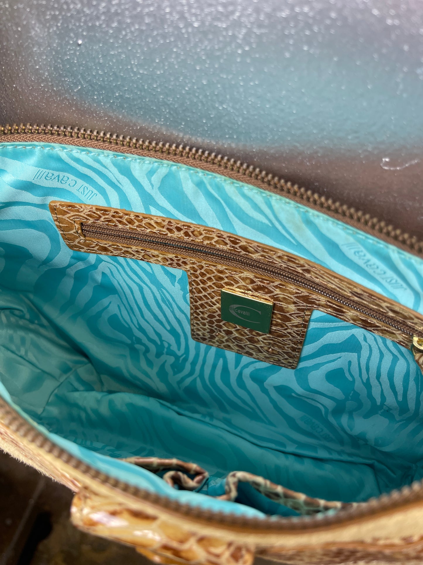 Just Cavalli Beige Creme Shoulder Leather Bag 2000s y2k