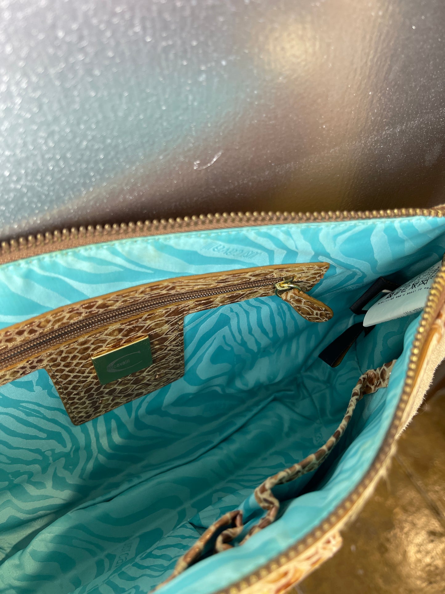 Just Cavalli Beige Creme Shoulder Leather Bag 2000s y2k