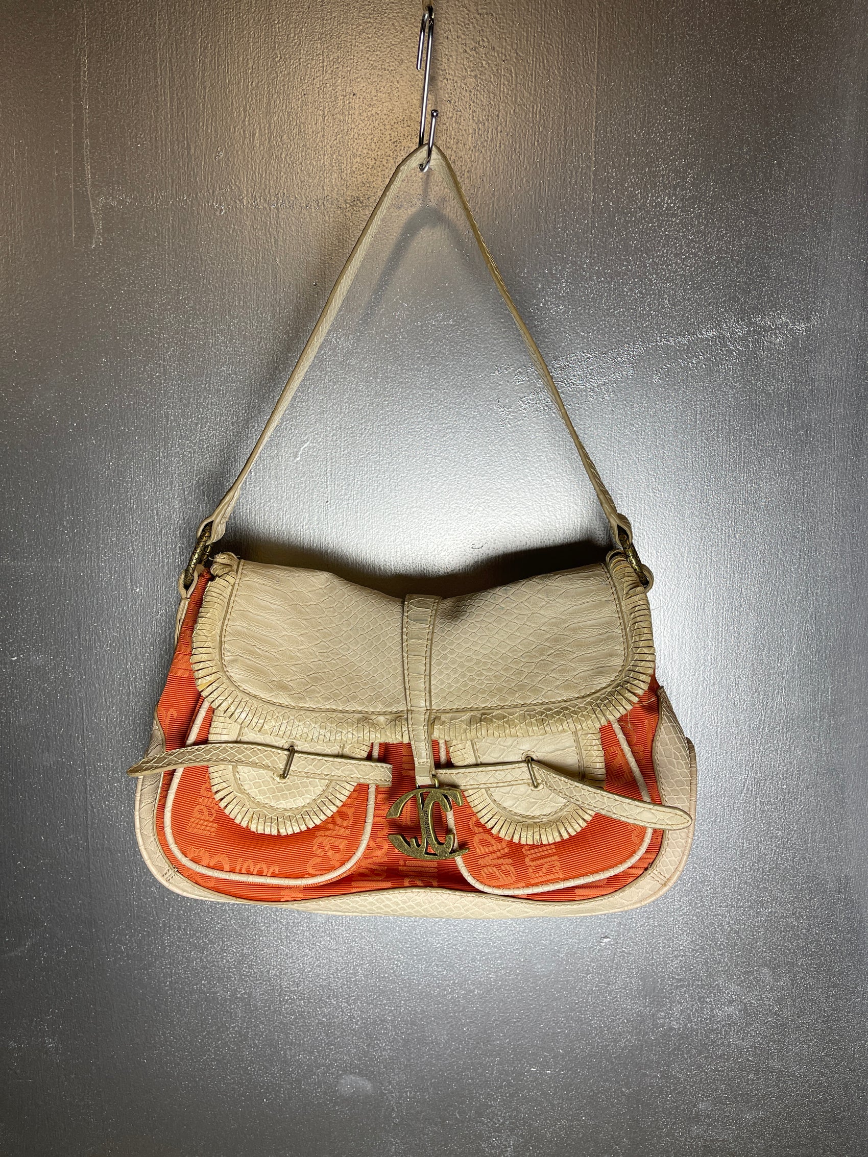 Just Cavalli Shoulder Bag Orange Creme 2000s y2k