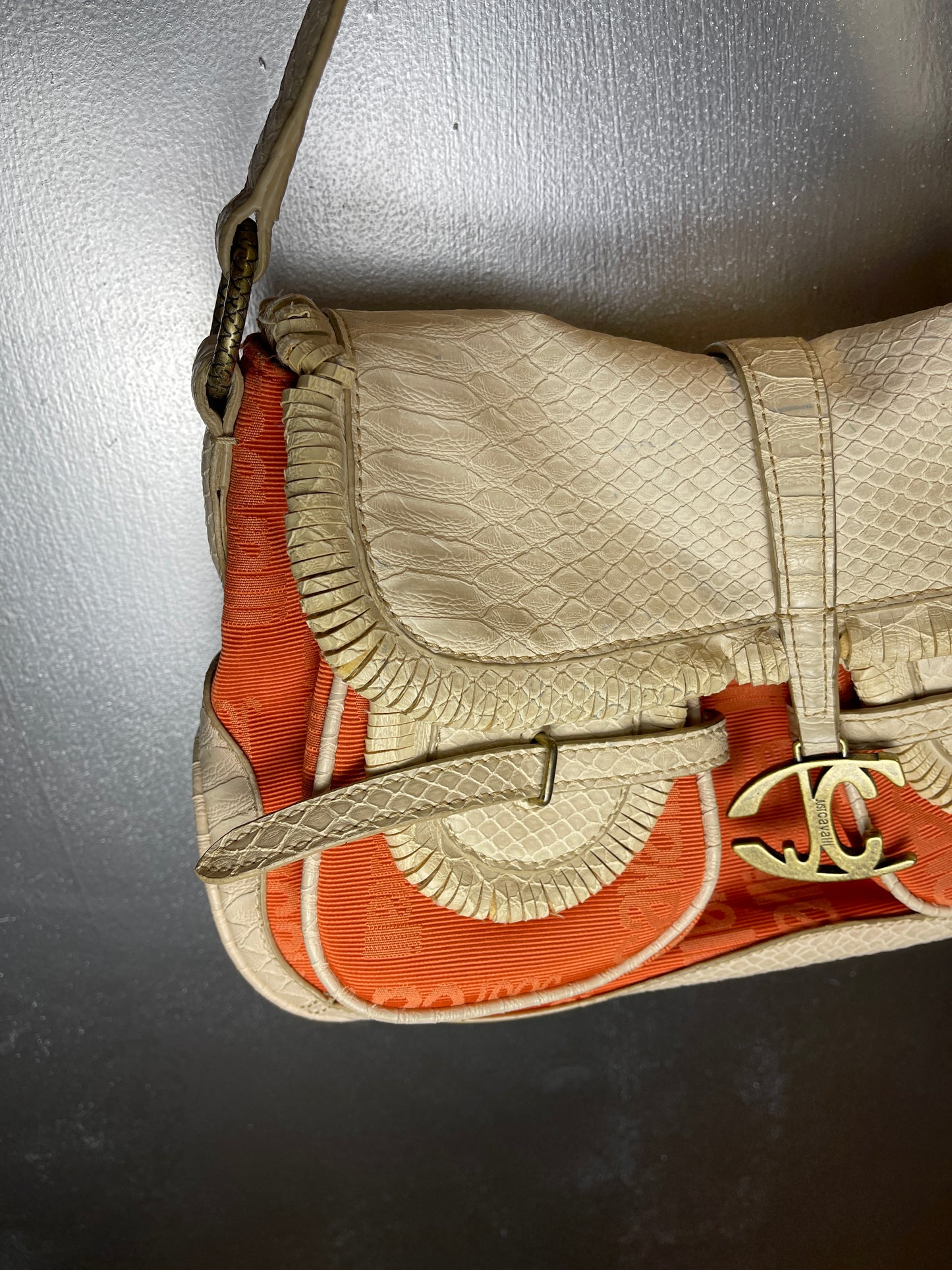 Just Cavalli Shoulder Bag Orange Creme 2000s y2k