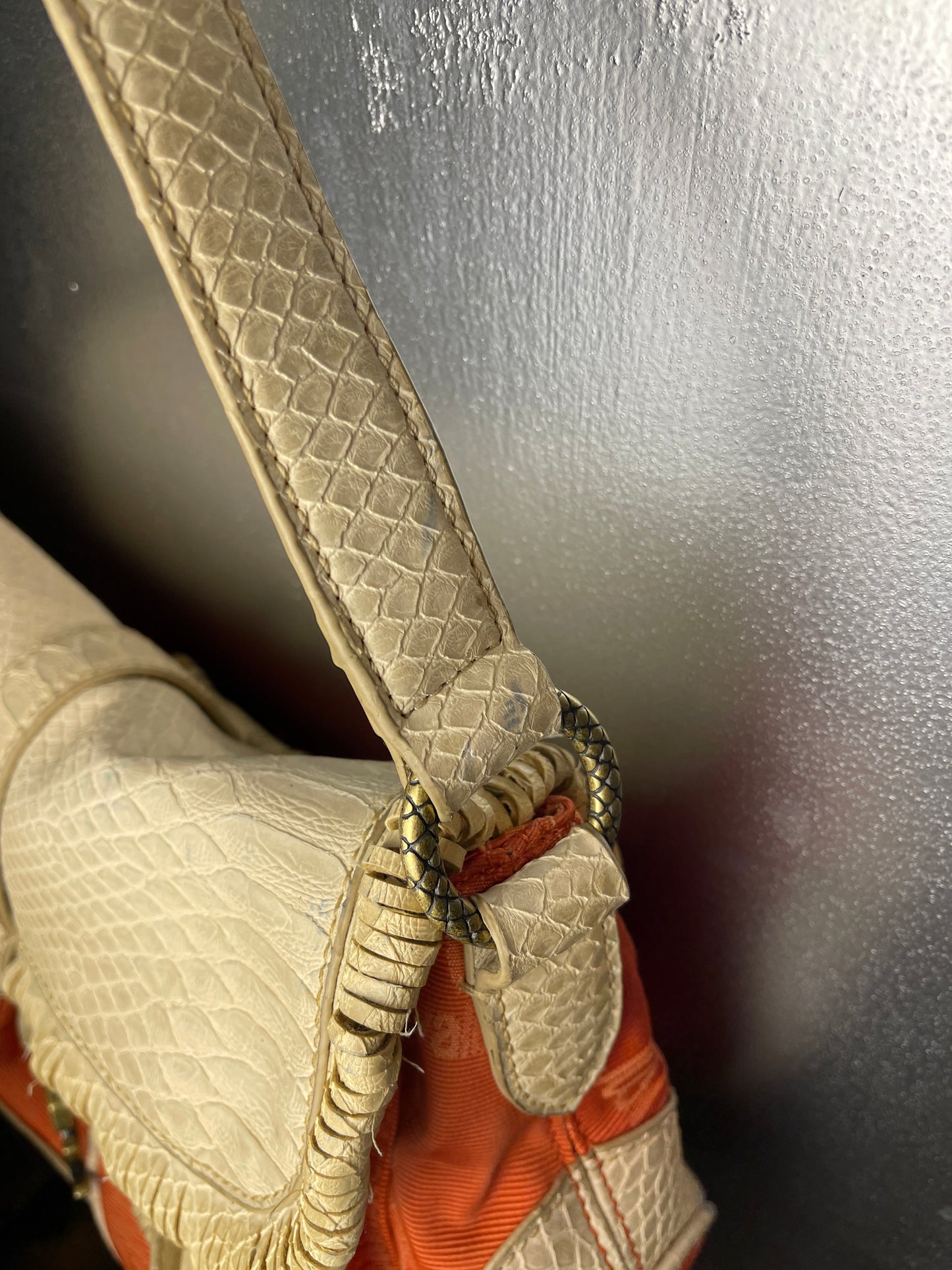 Just Cavalli Shoulder Bag Orange Creme 2000s y2k