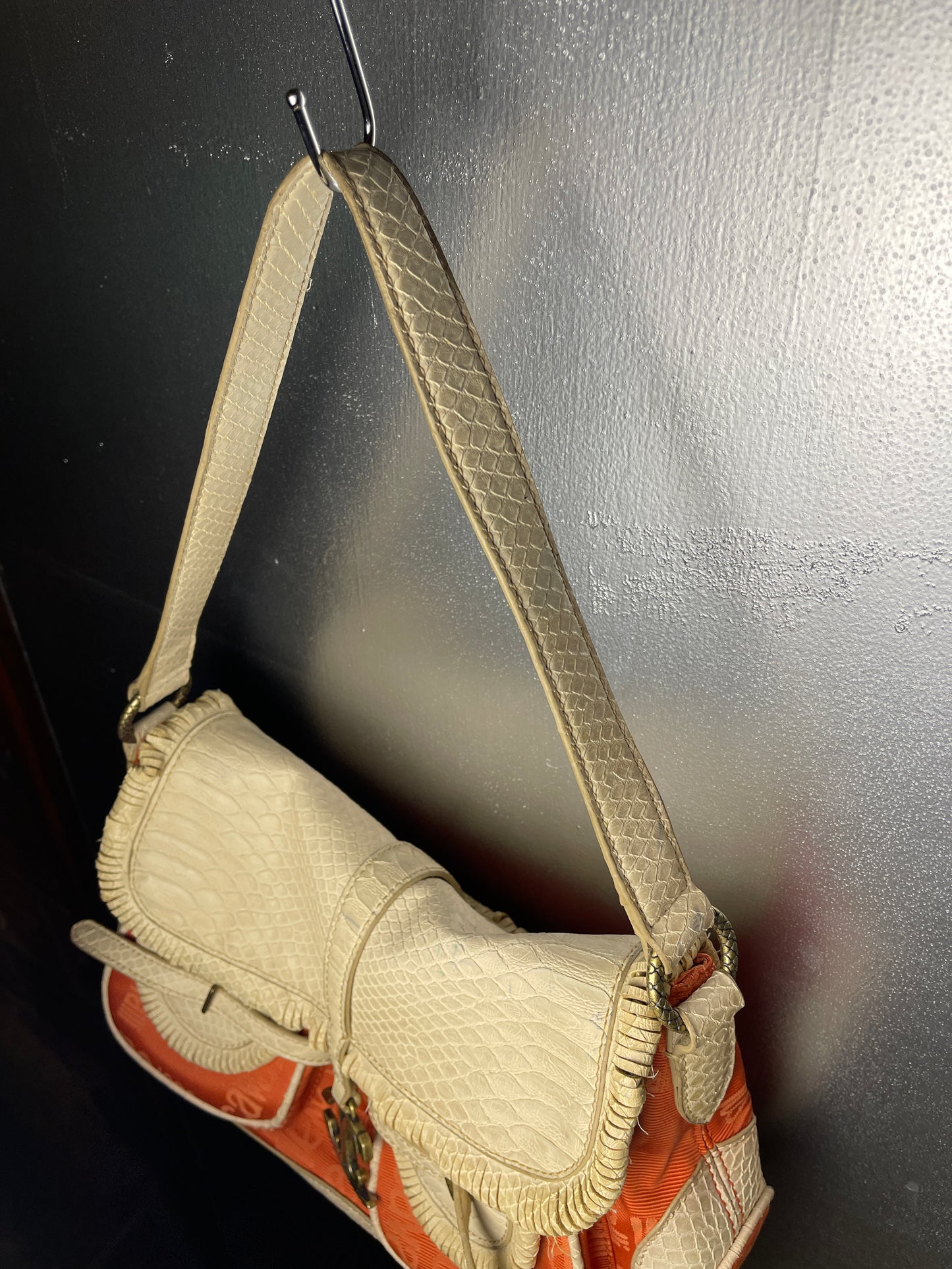 Just Cavalli Shoulder Bag Orange Creme 2000s y2k