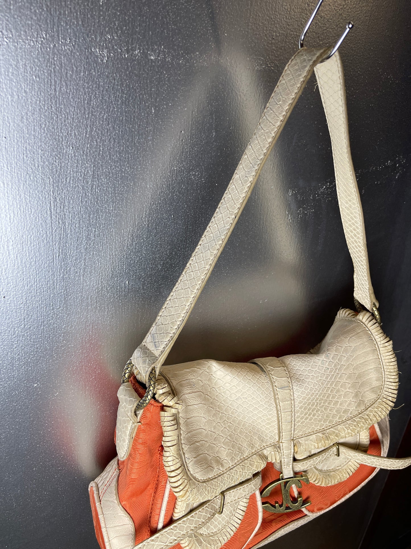 Just Cavalli Shoulder Bag Orange Creme 2000s y2k