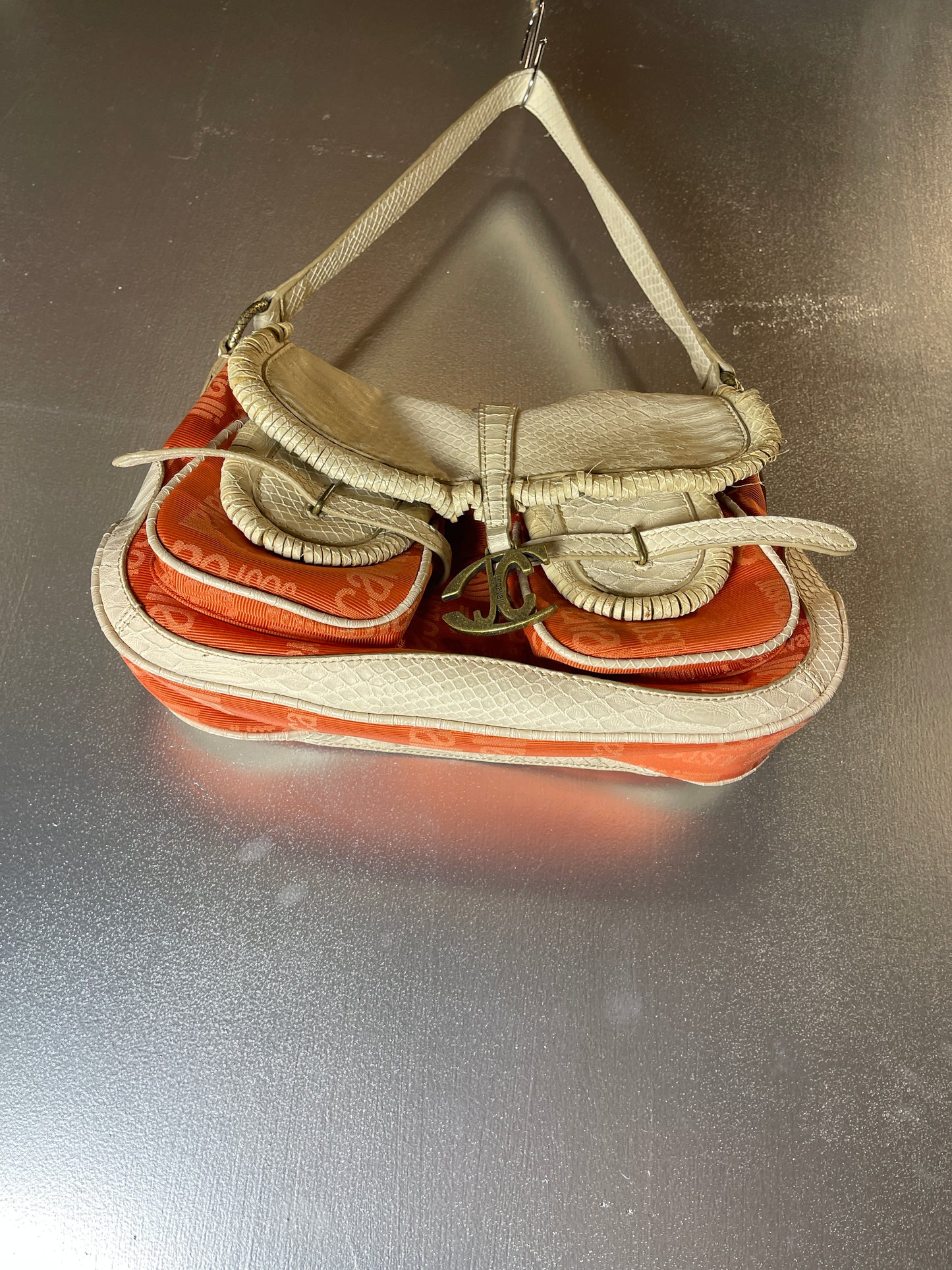 Just Cavalli Shoulder Bag Orange Creme 2000s y2k