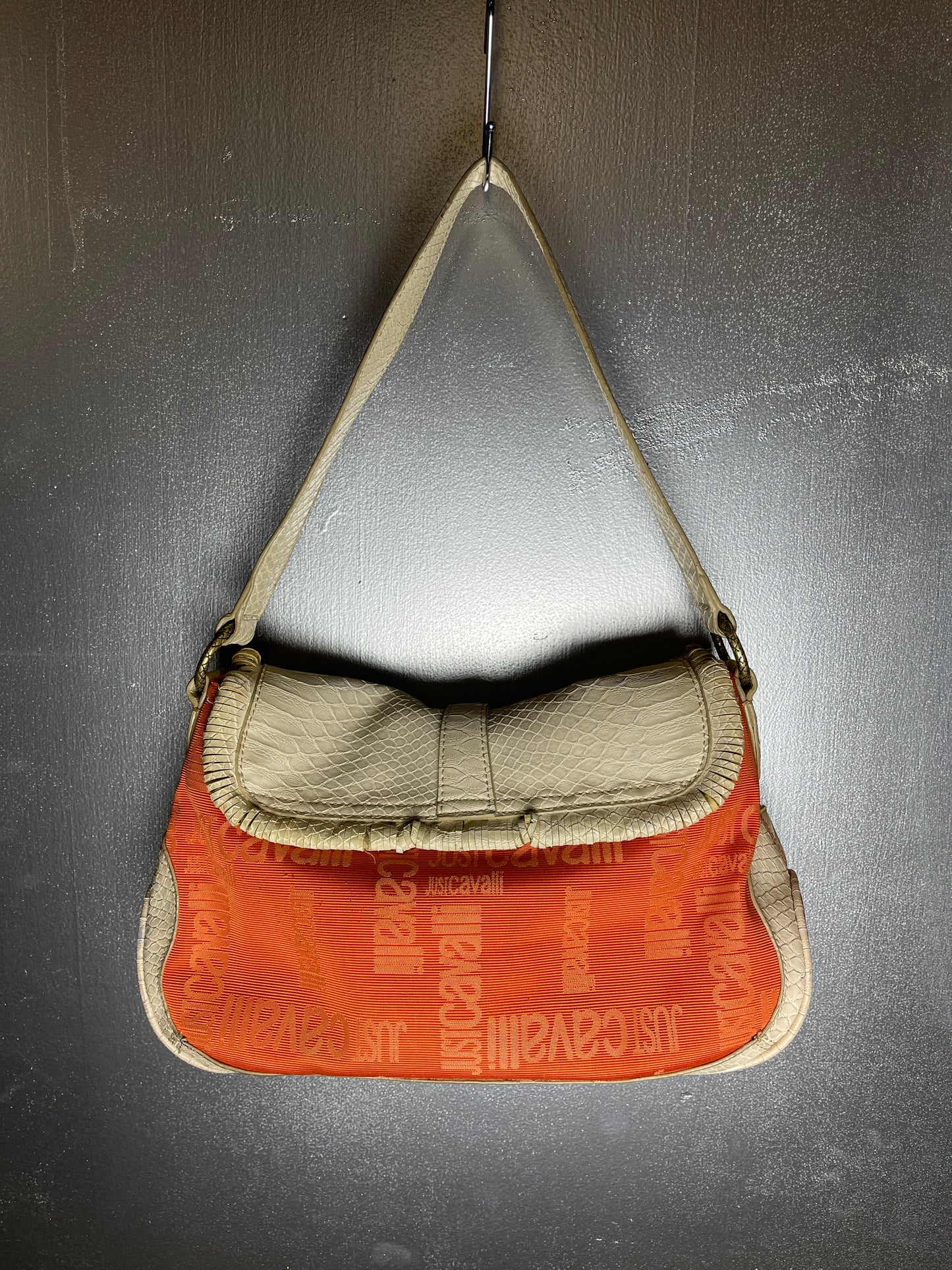 Just Cavalli Shoulder Bag Orange Creme 2000s y2k