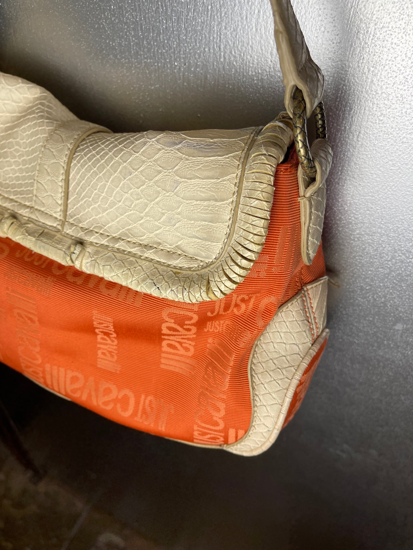 Just Cavalli Shoulder Bag Orange Creme 2000s y2k