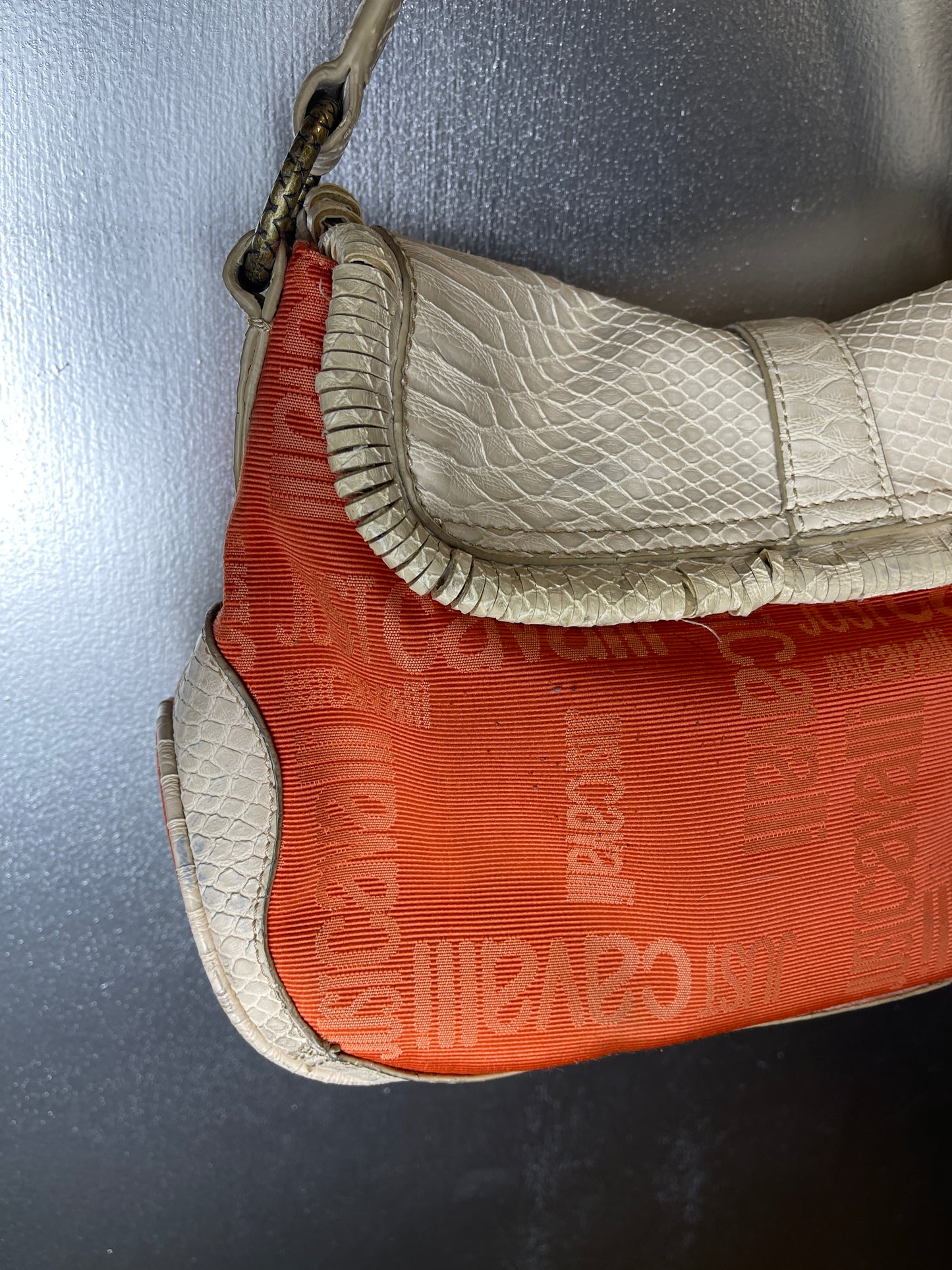 Just Cavalli Shoulder Bag Orange Creme 2000s y2k