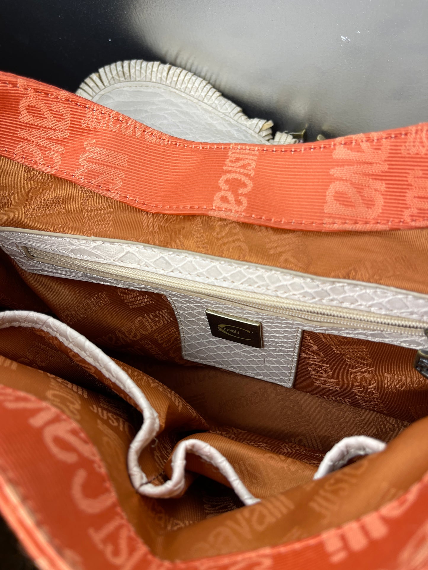 Just Cavalli Shoulder Bag Orange Creme 2000s y2k