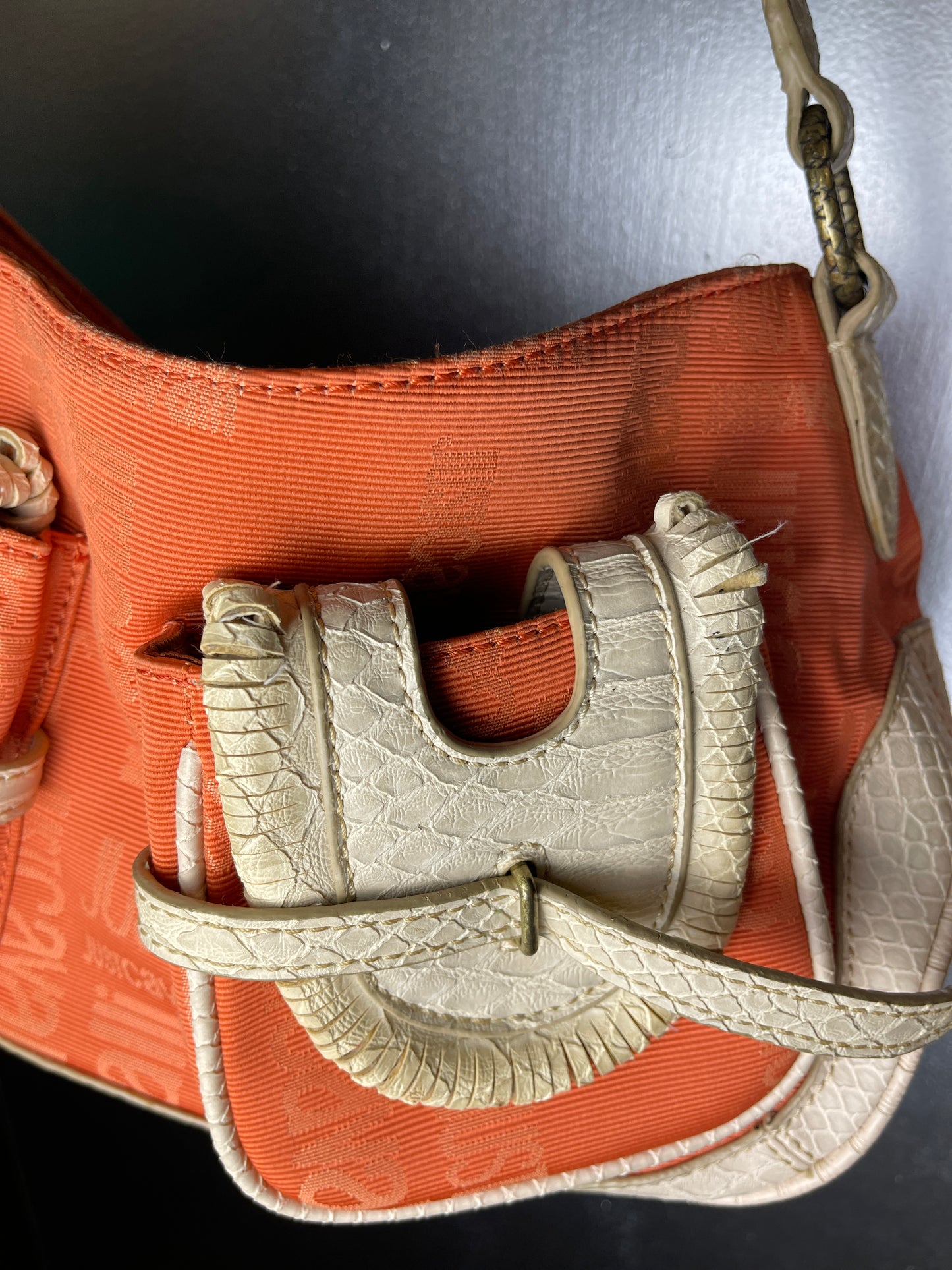 Just Cavalli Shoulder Bag Orange Creme 2000s y2k