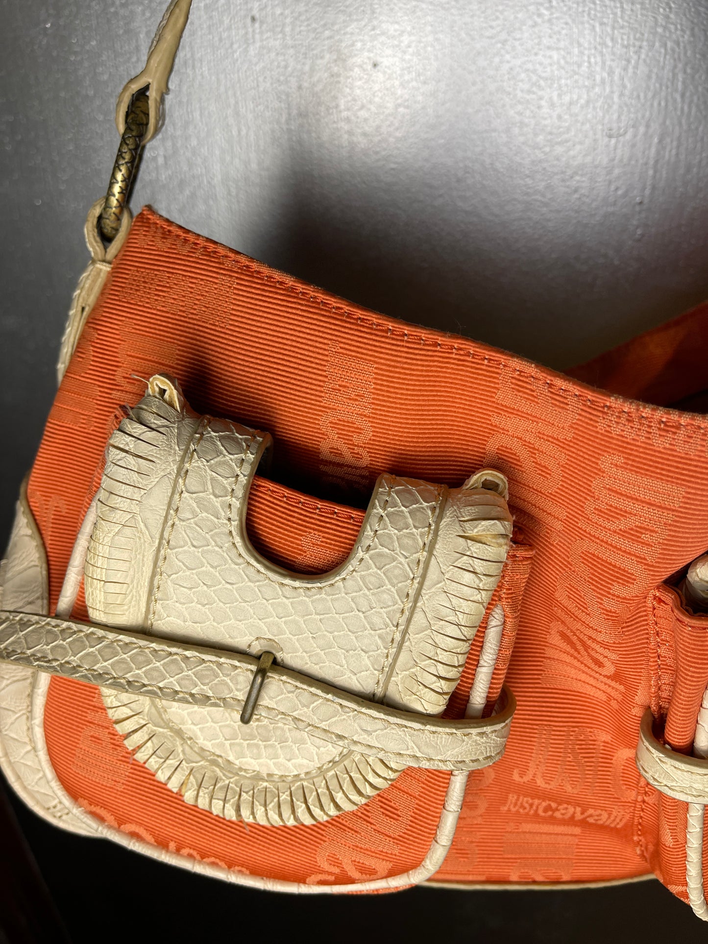 Just Cavalli Shoulder Bag Orange Creme 2000s y2k