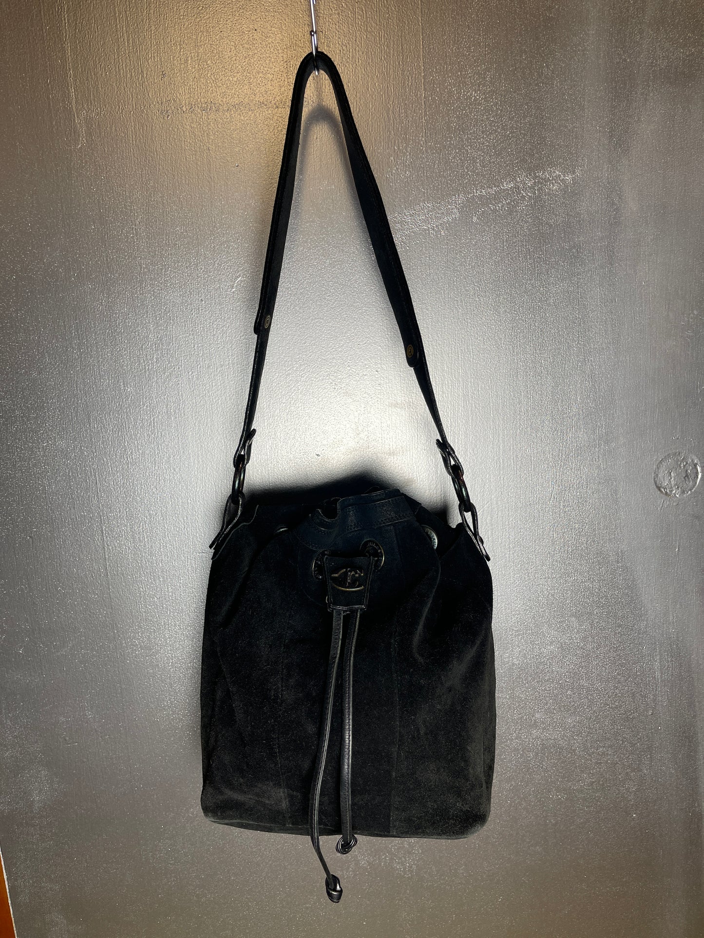 Just Cavalli Black Wild Leather Shoulder Bag 2000s y2k