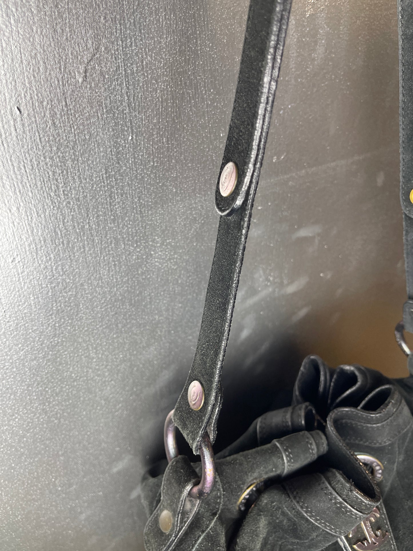 Just Cavalli Black Wild Leather Shoulder Bag 2000s y2k