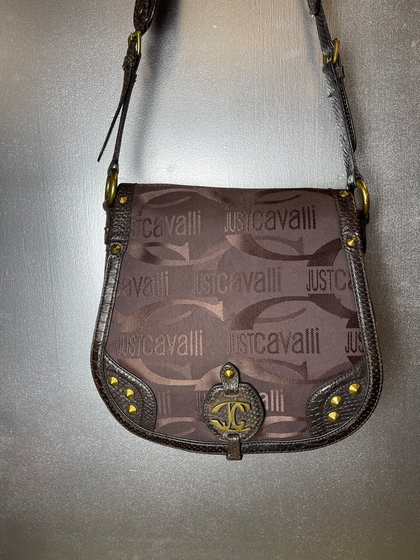 Just Cavalli Brown Cross Body Bag 2000s y2k