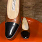 Vintage 80s - 90s Balenciaga Leather Cap-Toe Pump Brown Black - EU37/38