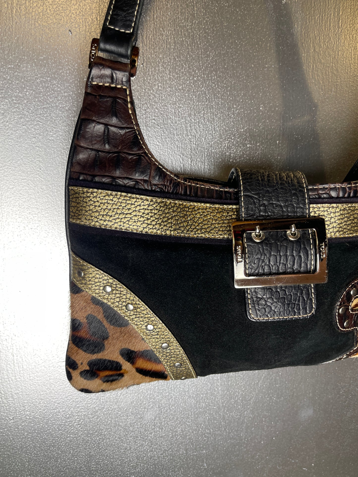 TOUS Black Gold Animal Shoulder Bag 2000s y2k