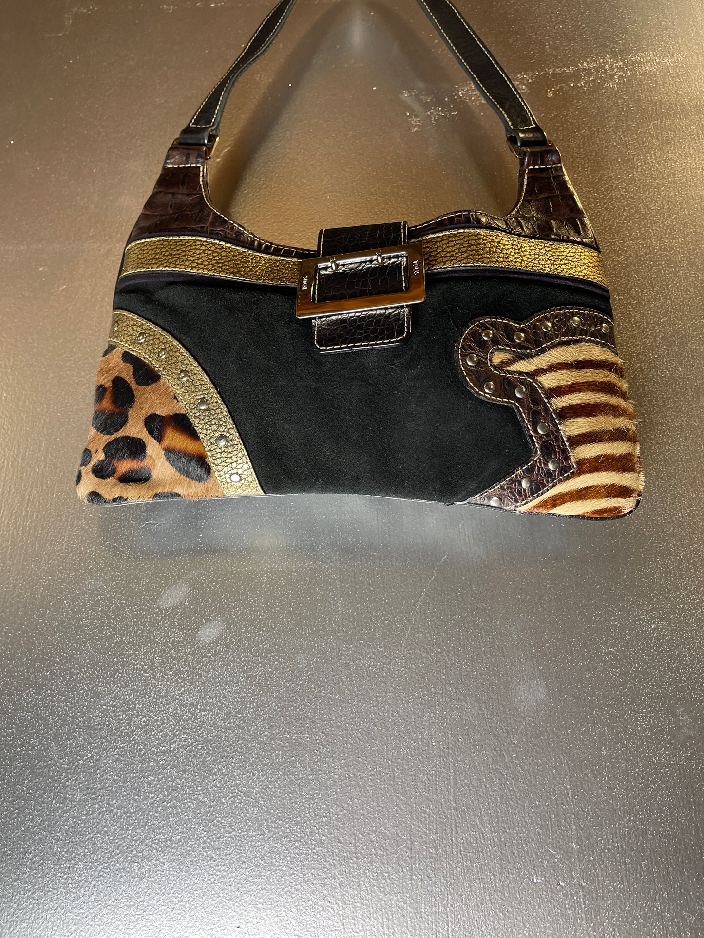 TOUS Black Gold Animal Shoulder Bag 2000s y2k