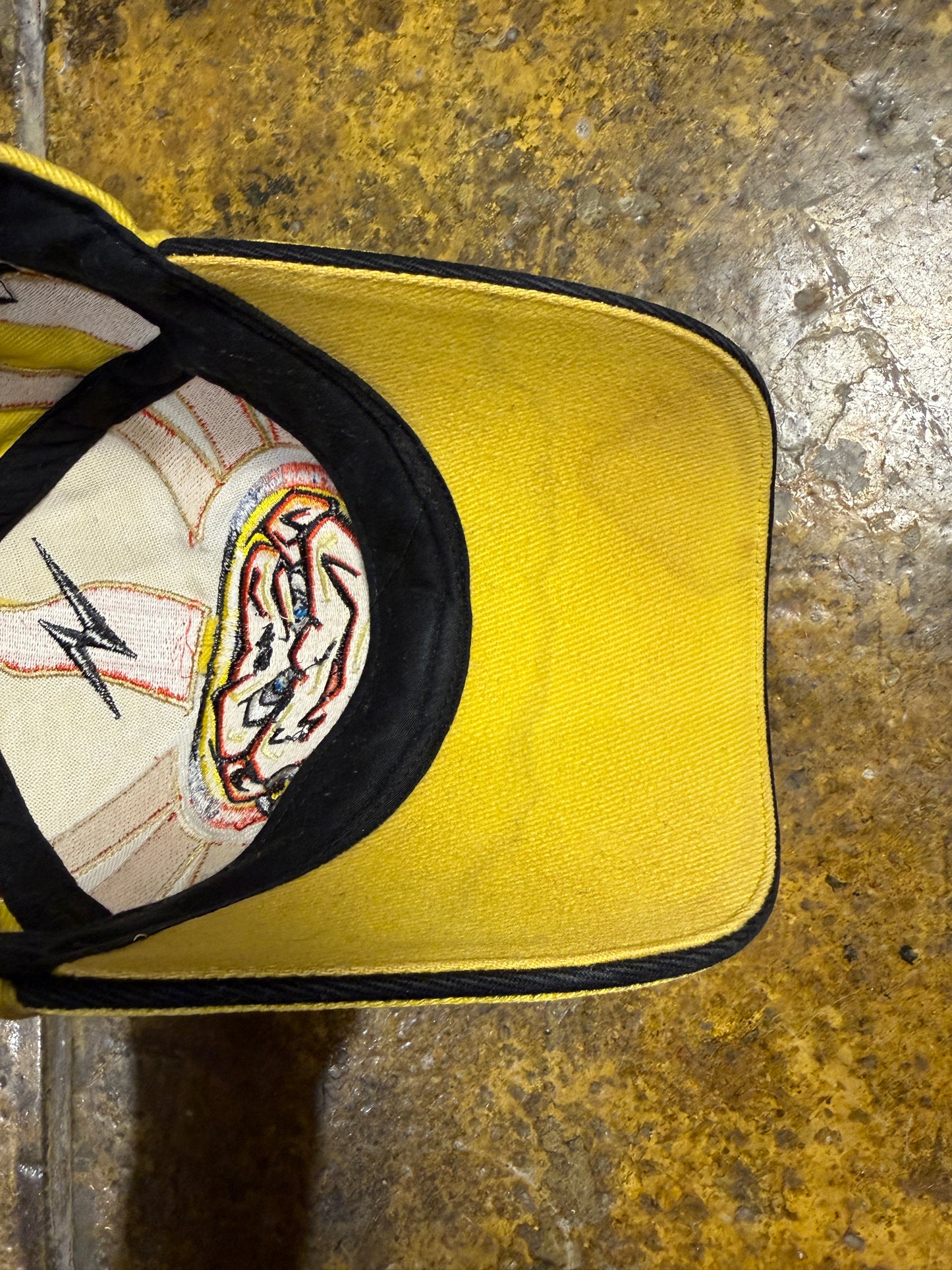 2000s Valentino Rossi Daring Cap Lightning Y2k Yellow Red Black