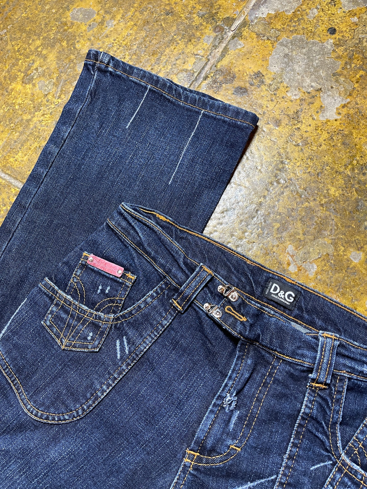 Dolce & Gabbana Blue Flared Low Waist Denim Pants 2000s | S
