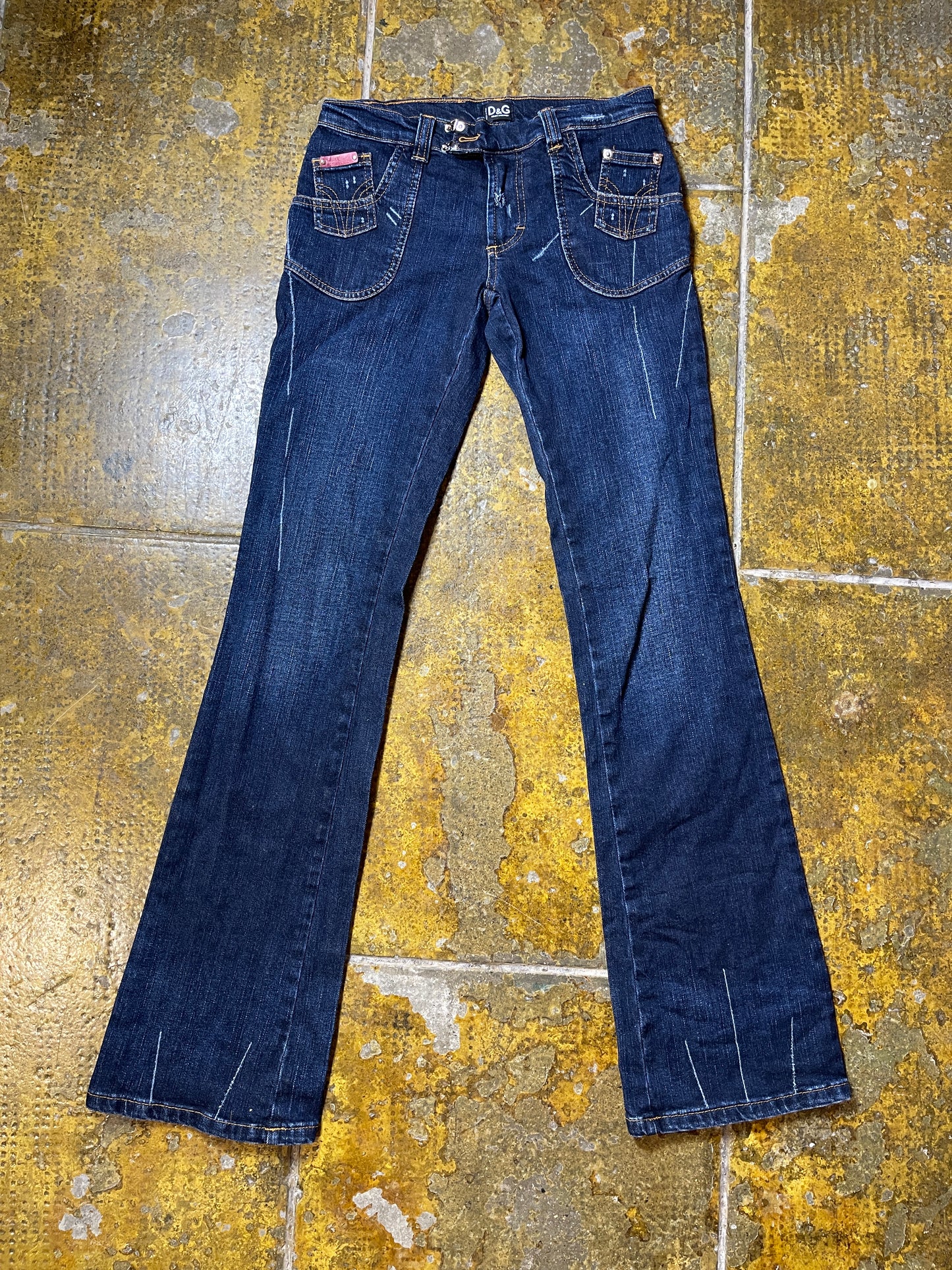 Dolce & Gabbana Blue Flared Low Waist Denim Pants 2000s | S