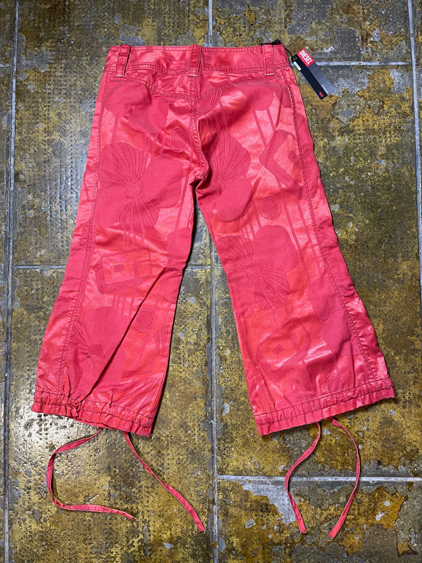 Diesel Red Low Waist Capri Pants Shorts 2000s Deadstock | XS-S