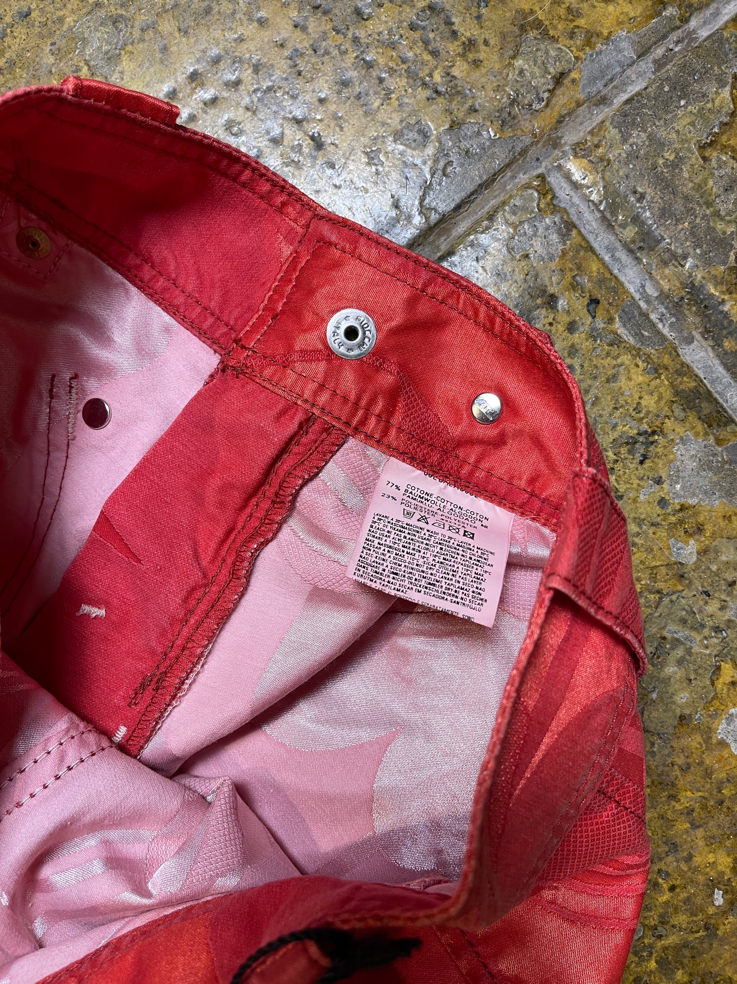 Diesel Red Low Waist Capri Pants Shorts 2000s Deadstock | XS-S