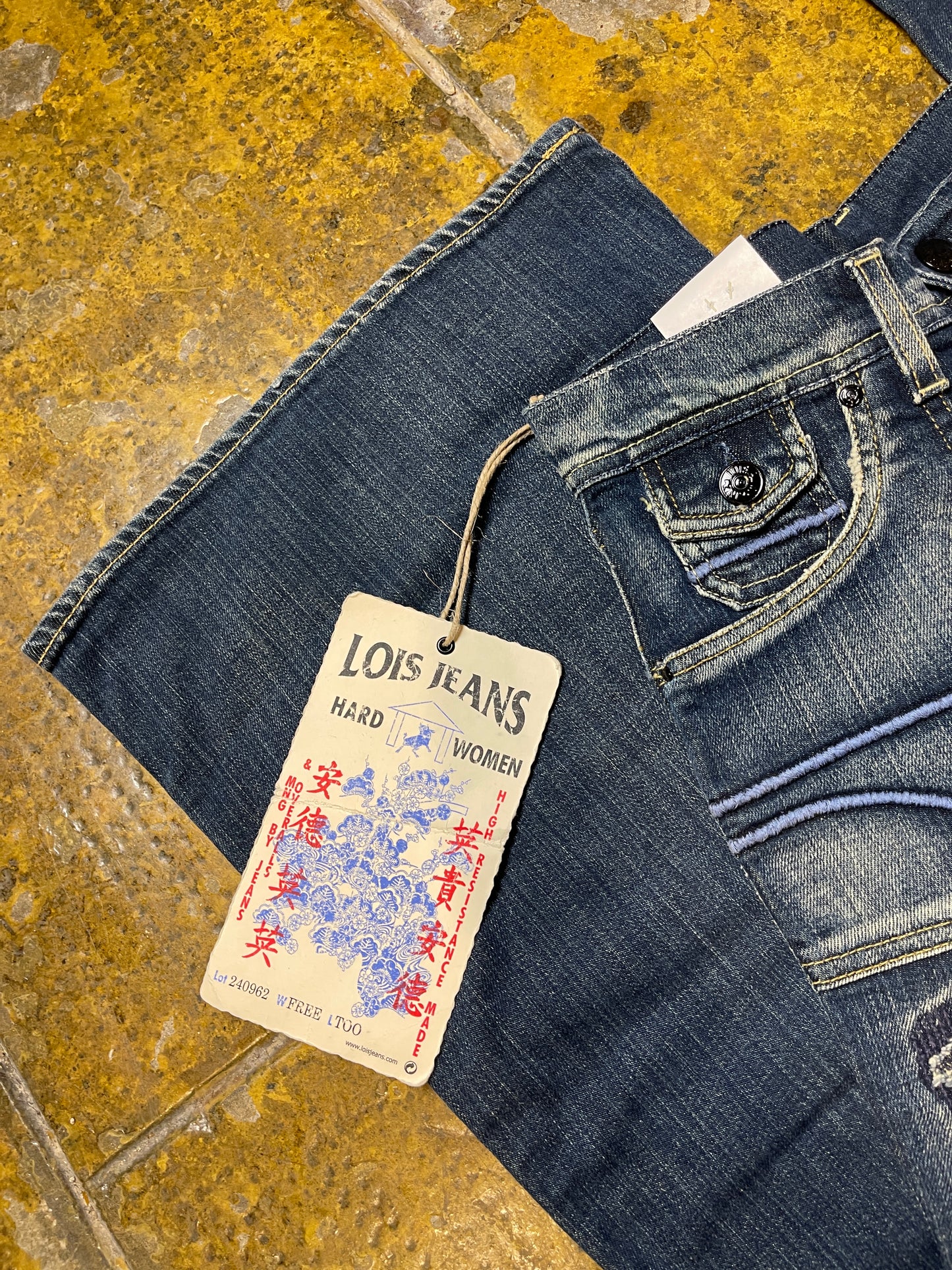 Lois Ultra Flared Blue Denim Jeans Pants 2000s Deadstock | S