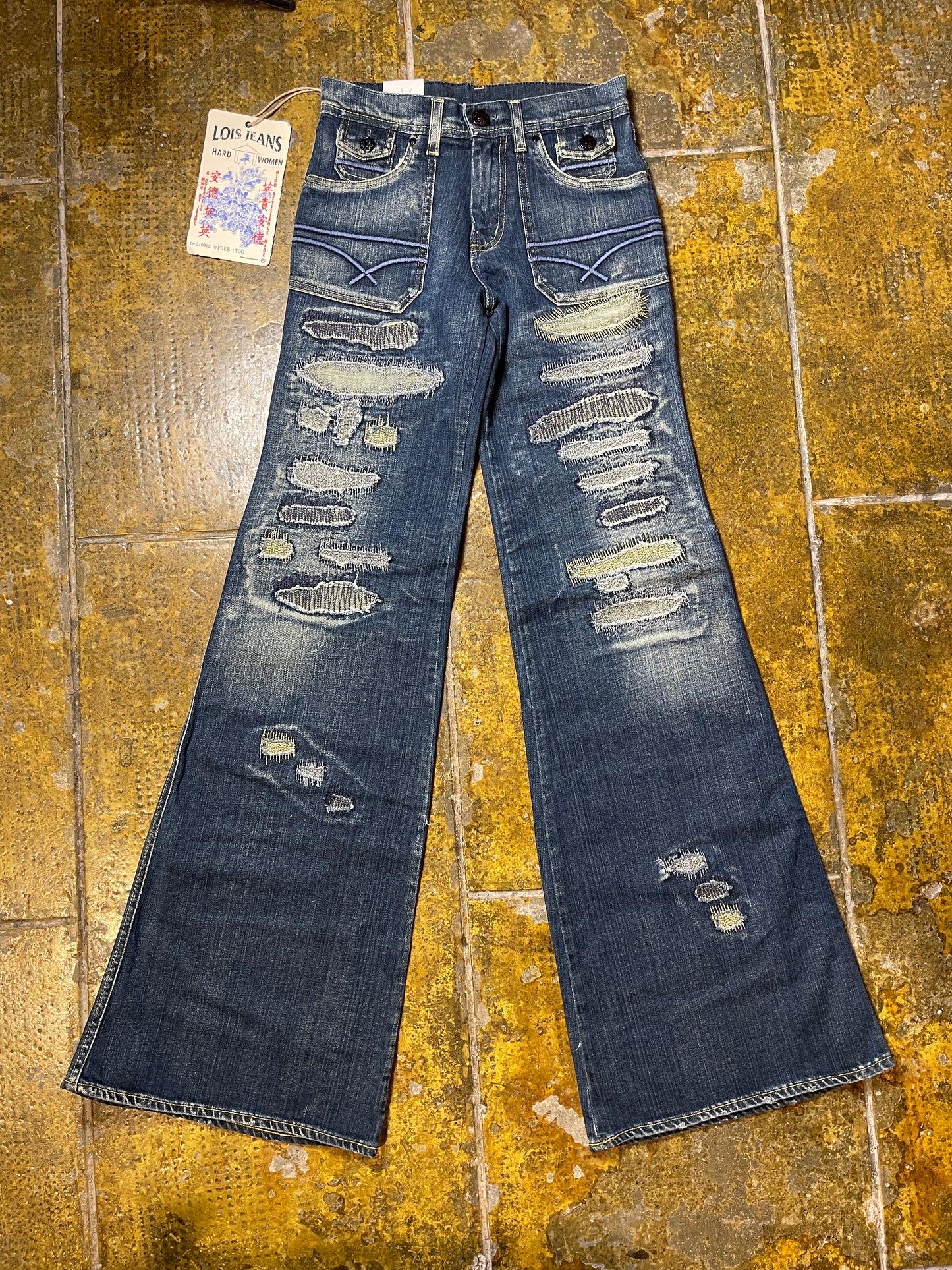 Lois Ultra Flared Blue Denim Jeans Pants 2000s Deadstock | S