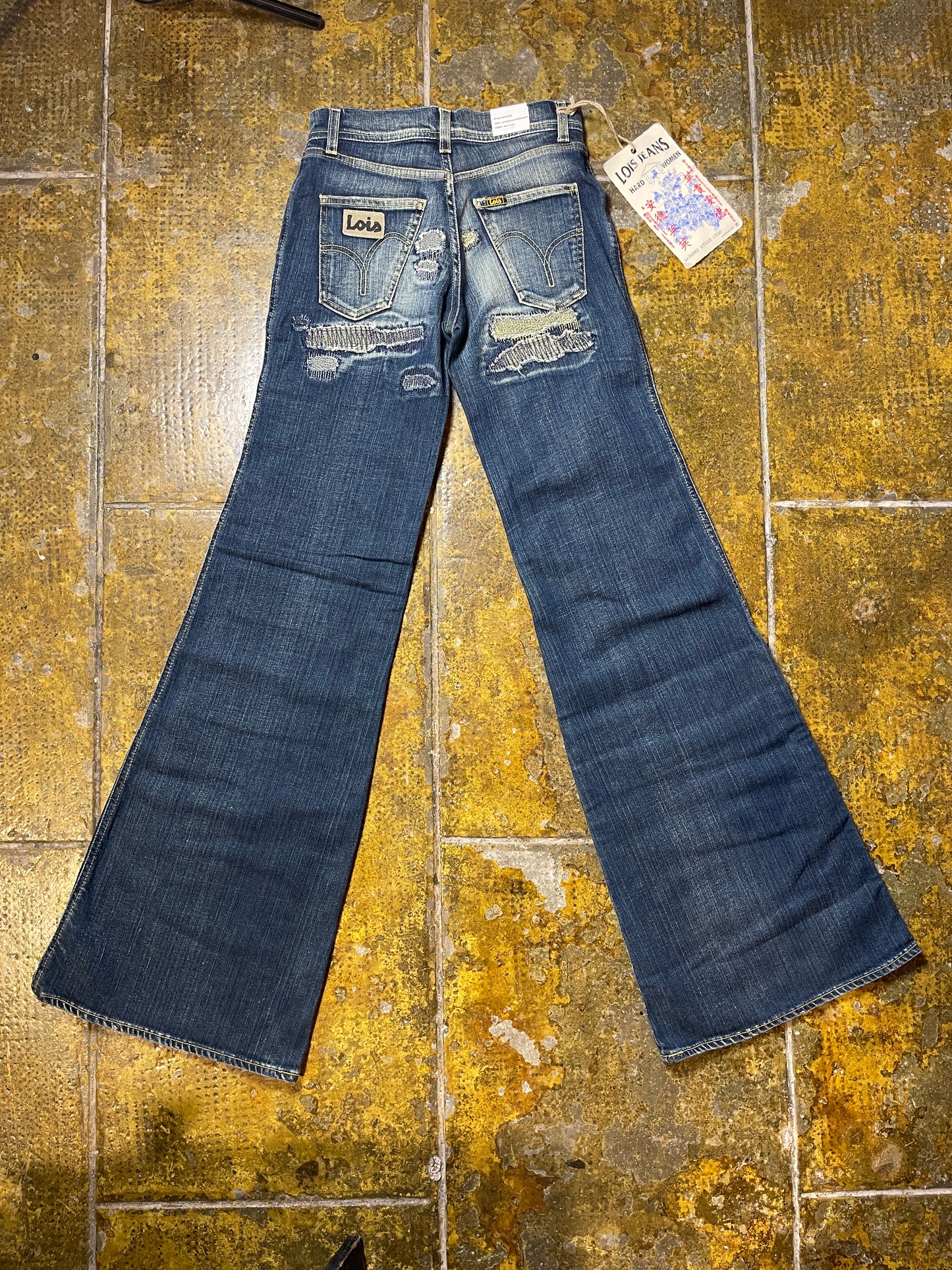 Lois Ultra Flared Blue Denim Jeans Pants 2000s Deadstock | S