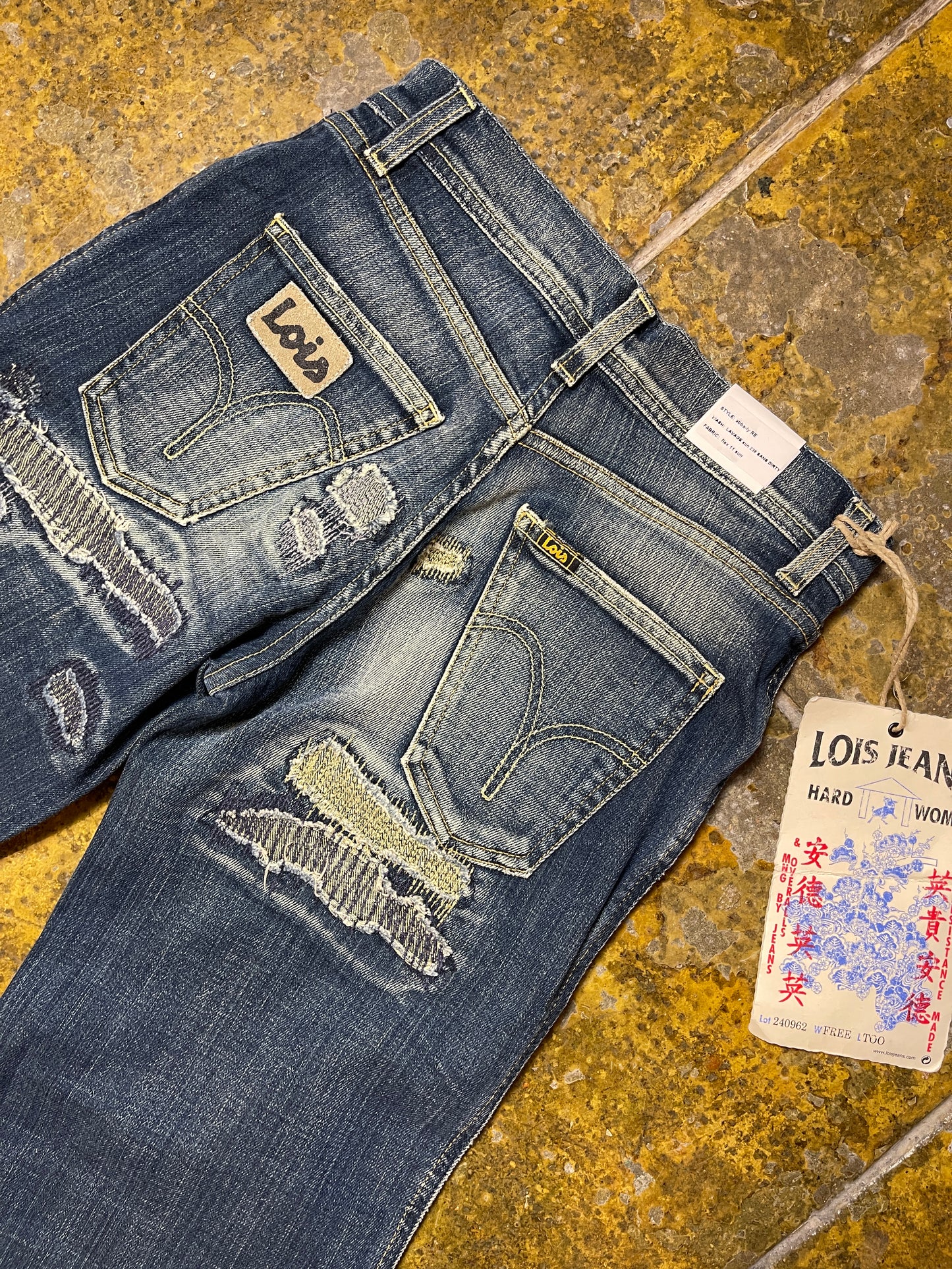Lois Ultra Flared Blue Denim Jeans Pants 2000s Deadstock | S