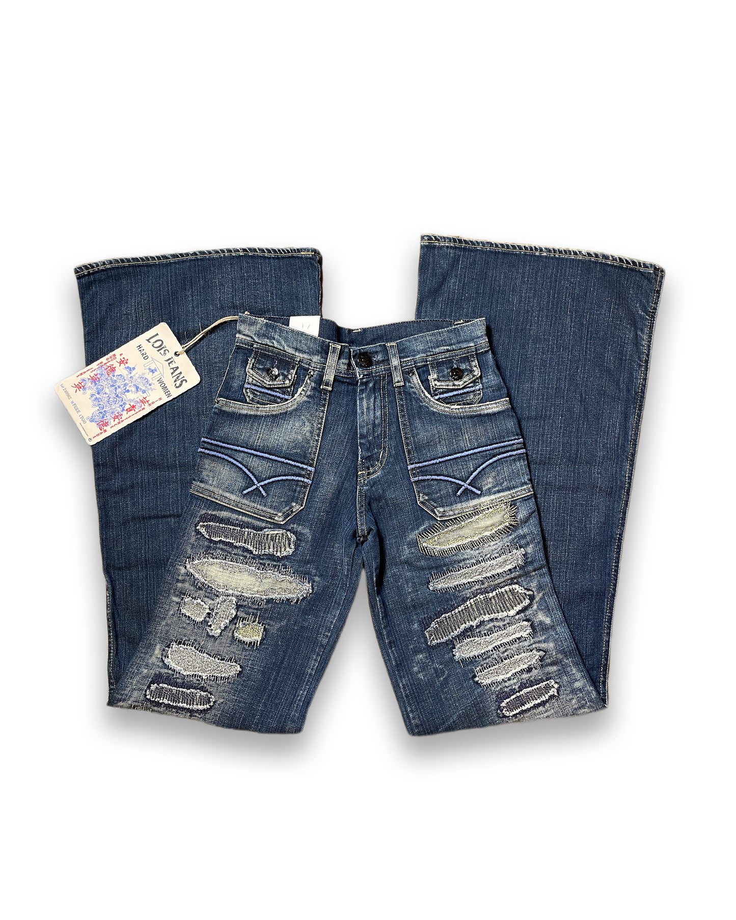 Lois Ultra Flared Blue Denim Jeans Pants 2000s Deadstock | S
