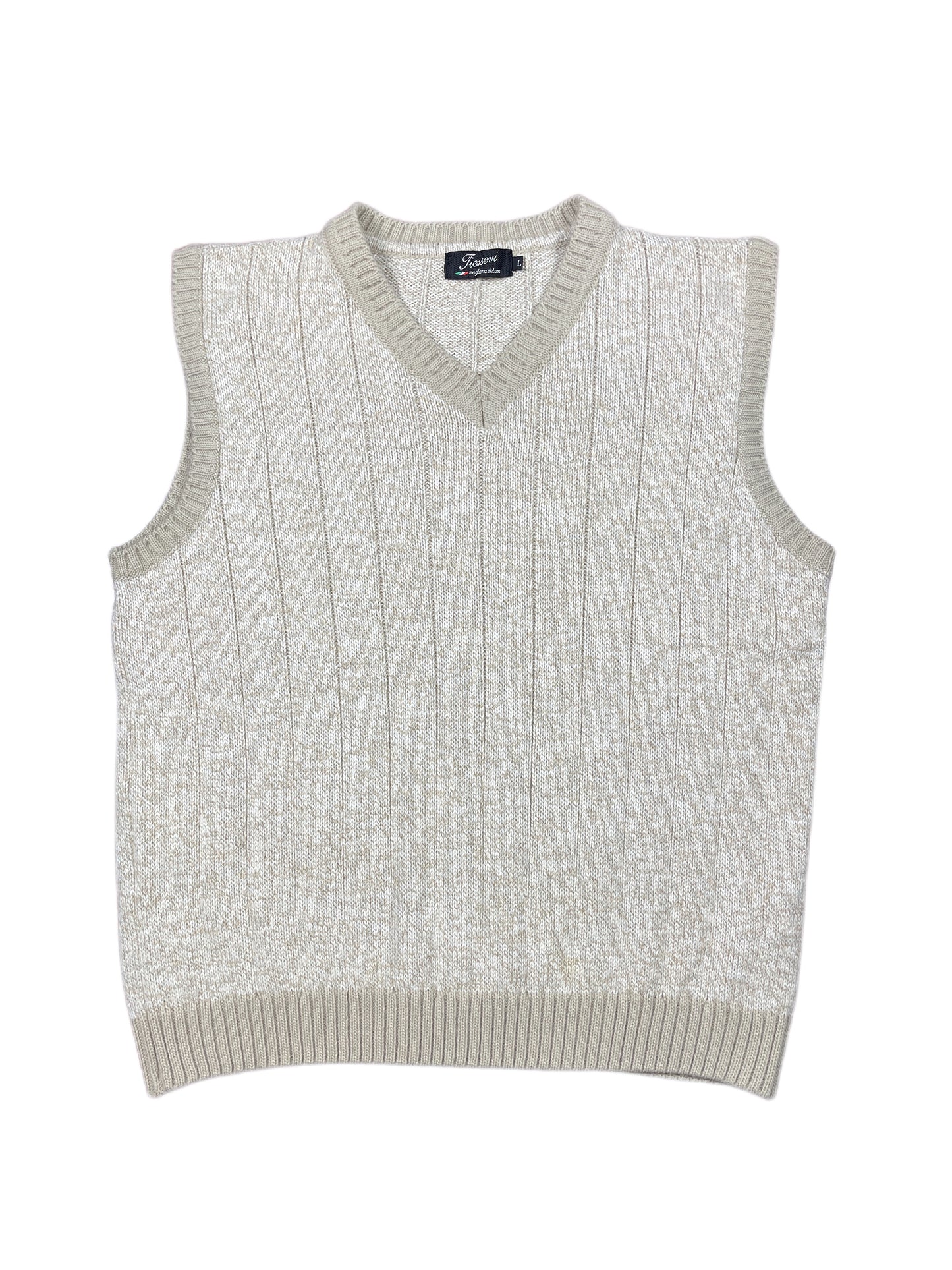 Vintage Tiessevi Sleeveless Knitted Sweatshirt Beige - L
