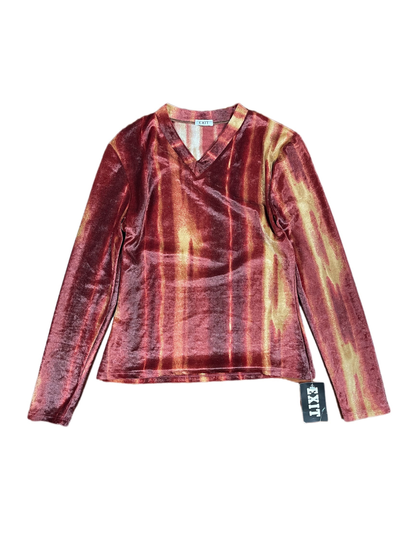 Y2k Exit Long Sleeve Top Red Shades - M