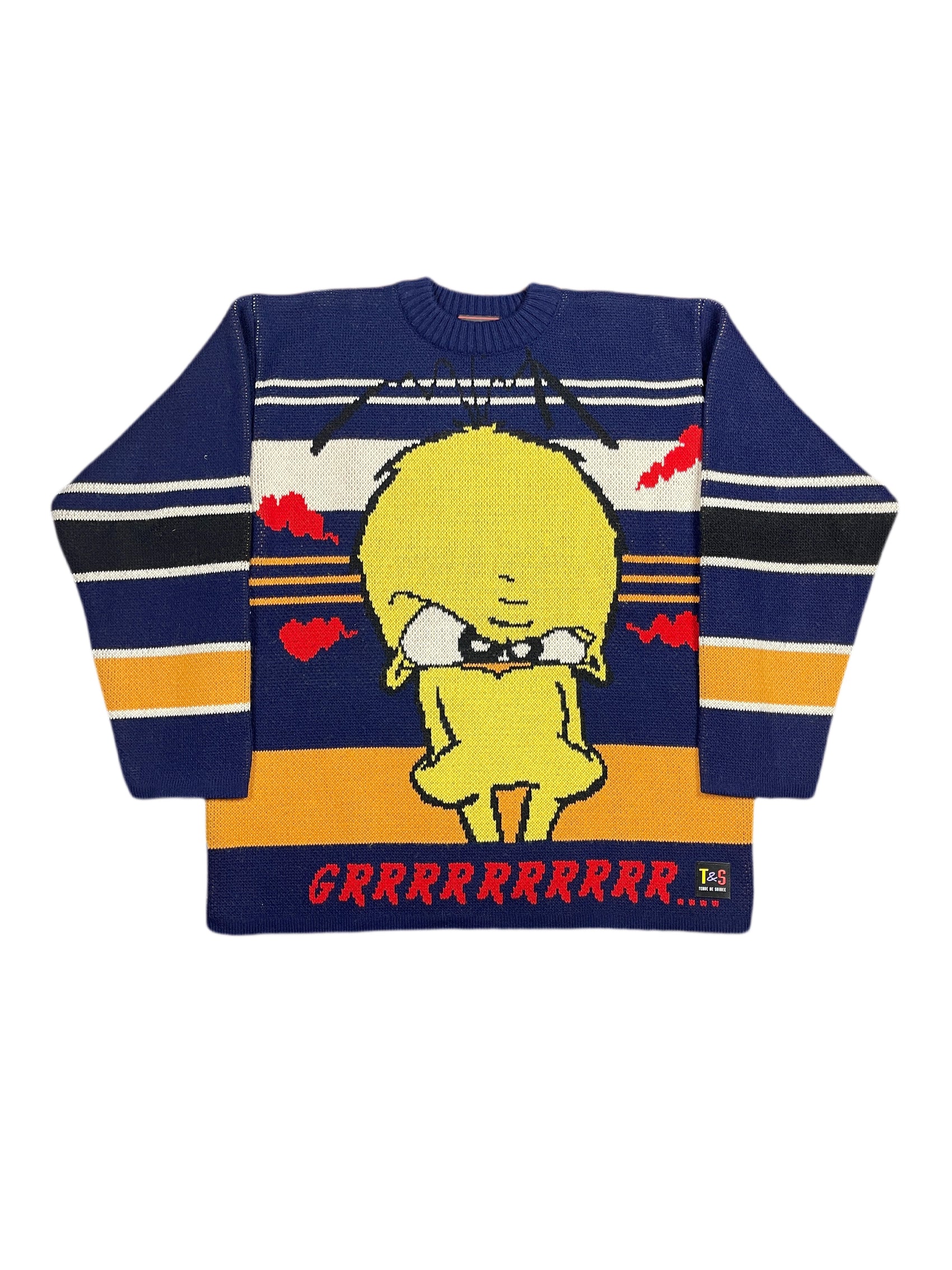 Vintage Tenue De Soiree Le Pief Chunky Knitted Sweatshirt Multicolor - XL