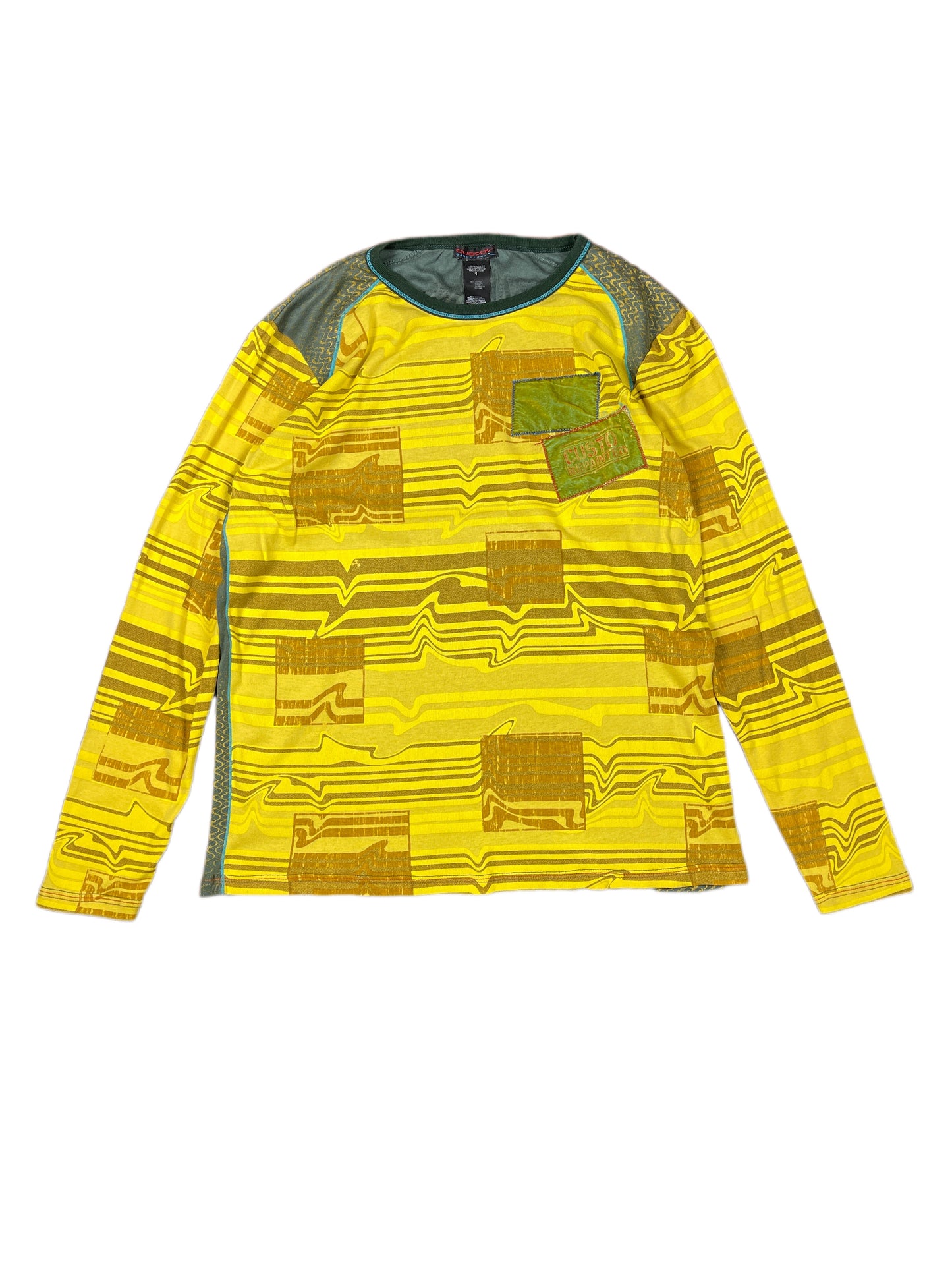 Y2k Custo Barcelona Long Sleeve Top Yellow L