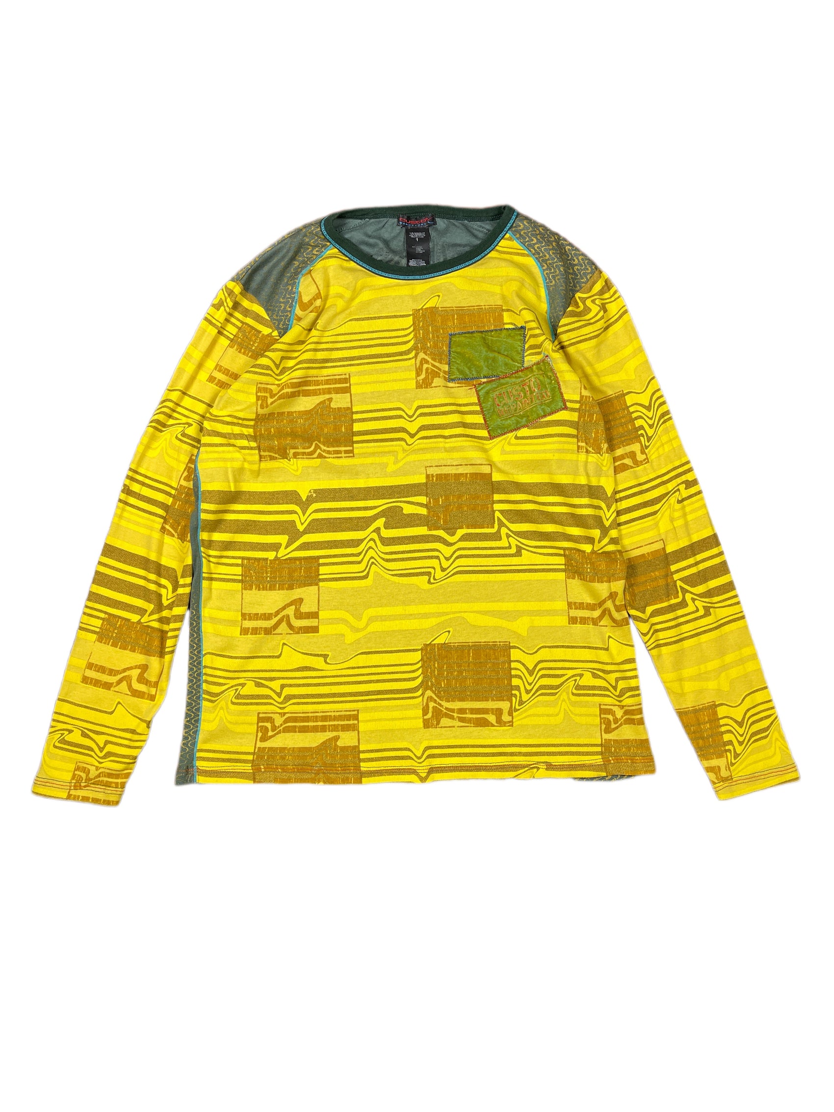 Y2k Custo Barcelona Long Sleeve Top Yellow L