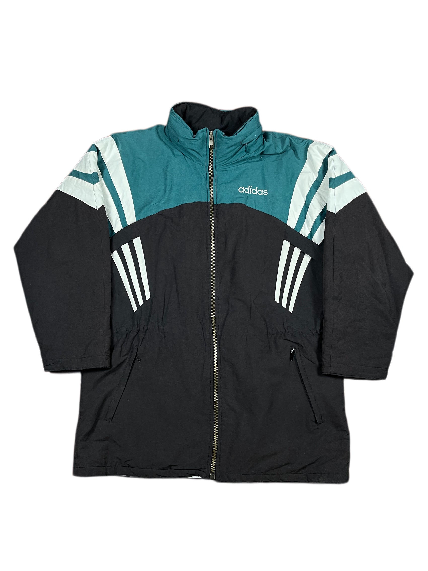 VIntage 90s Adidas Sport Jacket Black Green - XL
