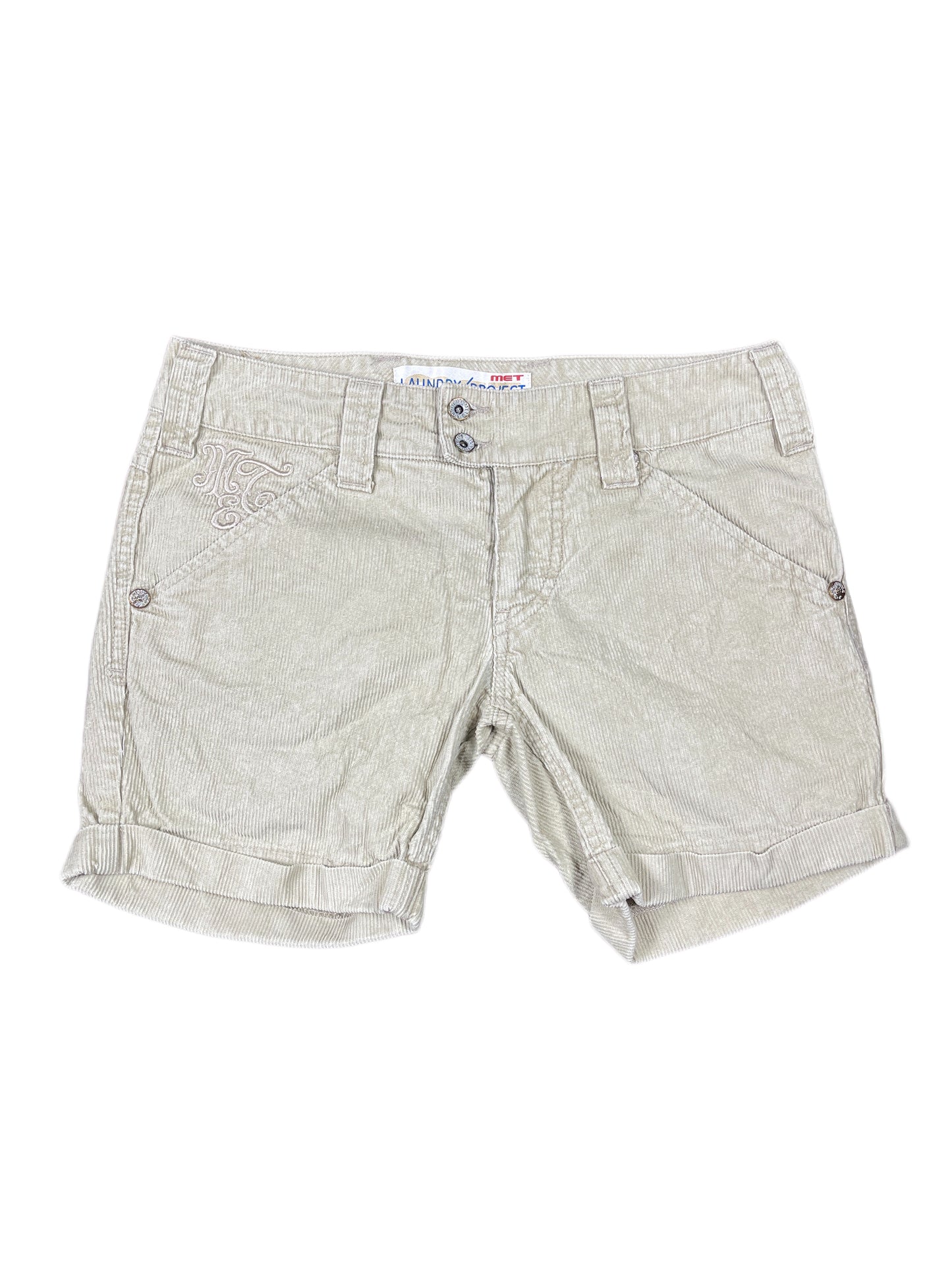 Y2k Met Laundry Project Low Waist Corduroy Shorts Cream - S/M
