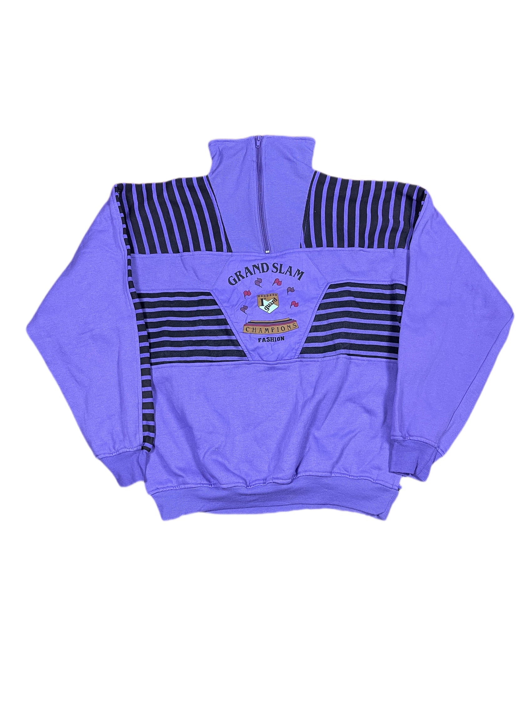 Vintage Zip Sweatshirt Purple Black - M