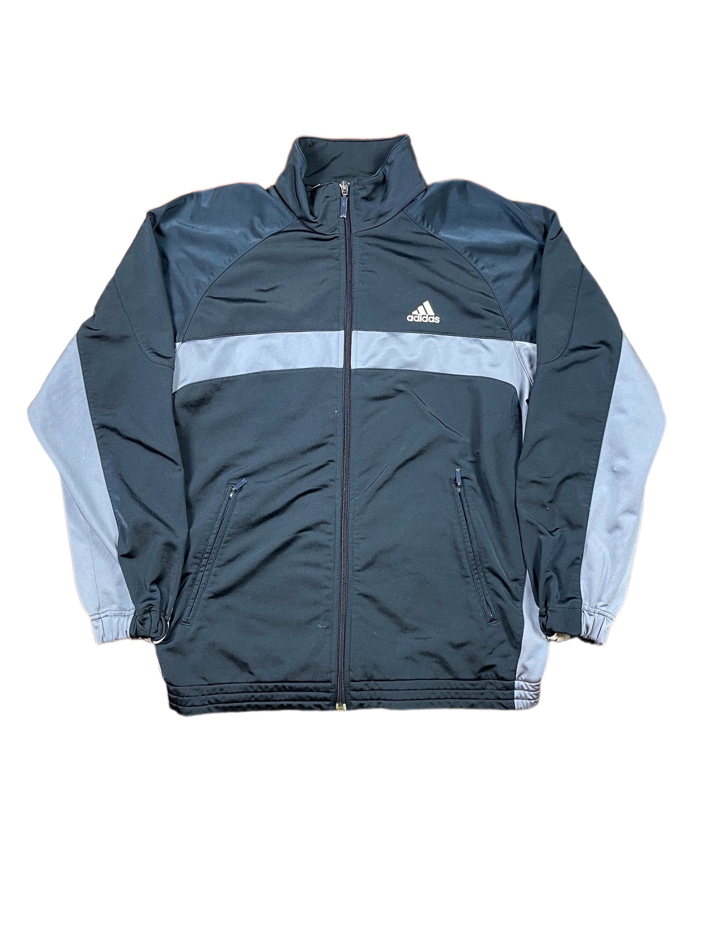 Y2k Adidas 2007 Sport Jacket Gray Navy - M/L