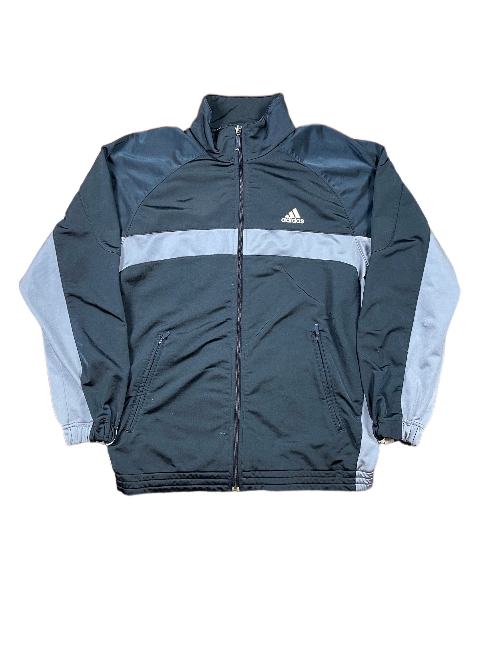 Y2k Adidas 2007 Sport Jacket Gray Navy - M/L