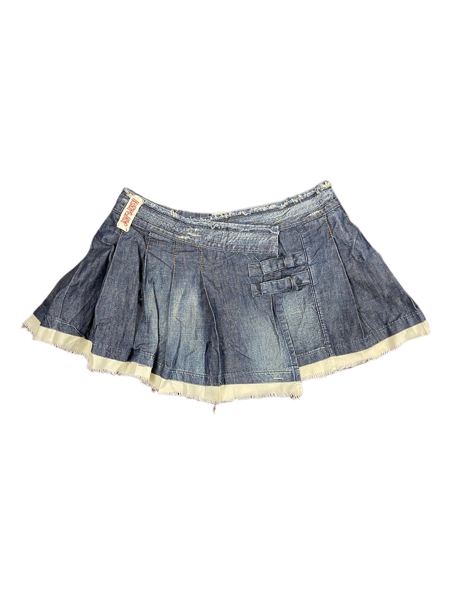 Y2k Replay Lo Waist Denim Skirt Blue - L