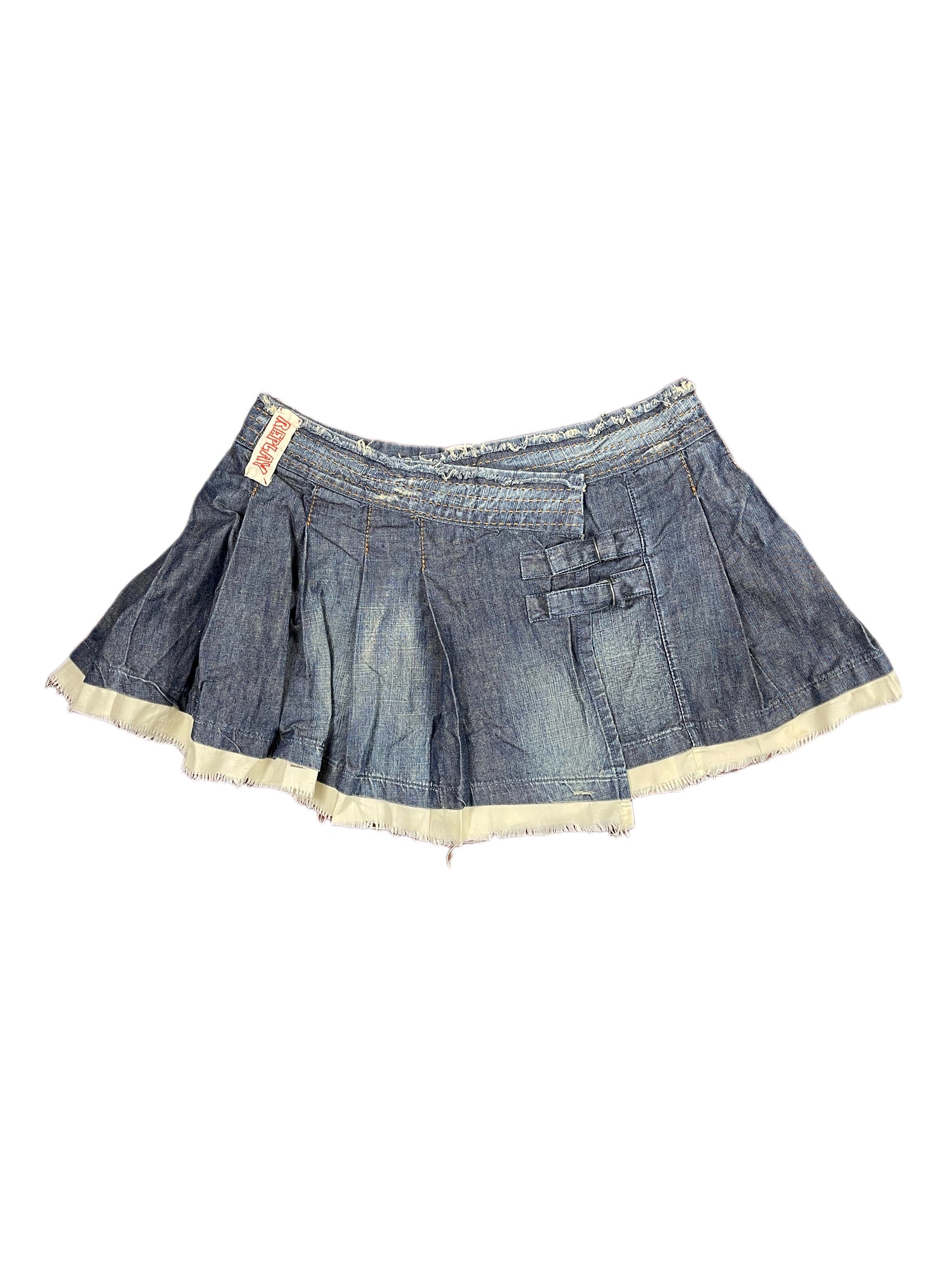 Y2k Replay Lo Waist Denim Skirt Blue - L
