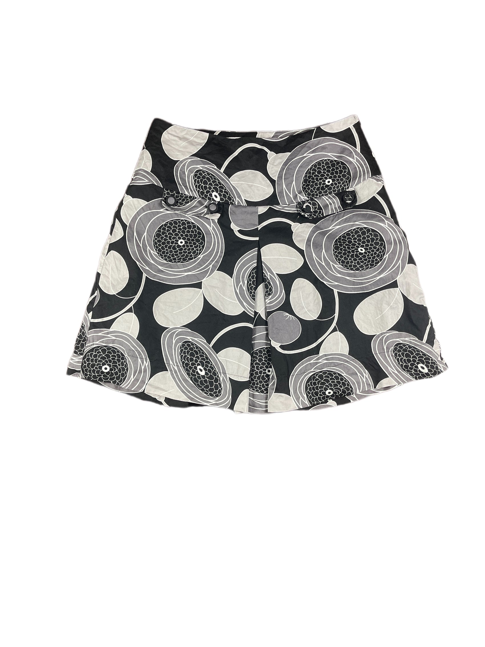 Fransa Midi Skirt Floral Pattern Black Gray - M