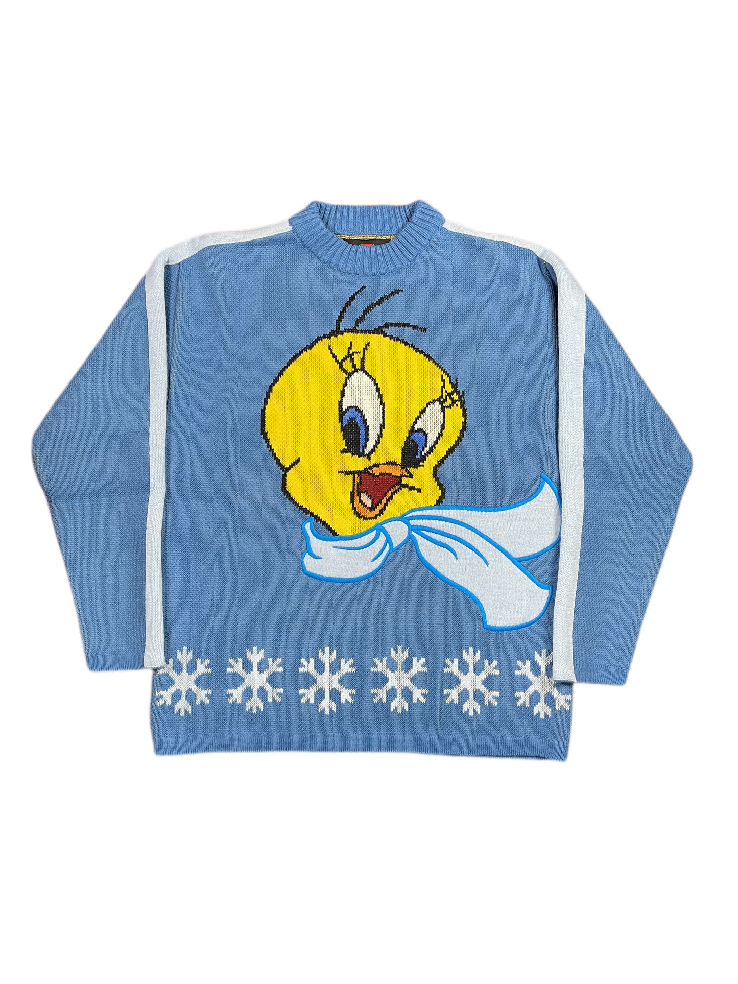 Vintage Looney Tunes 2003 Tweety Warner Bros Knitted Sweatshirt Blue - M
