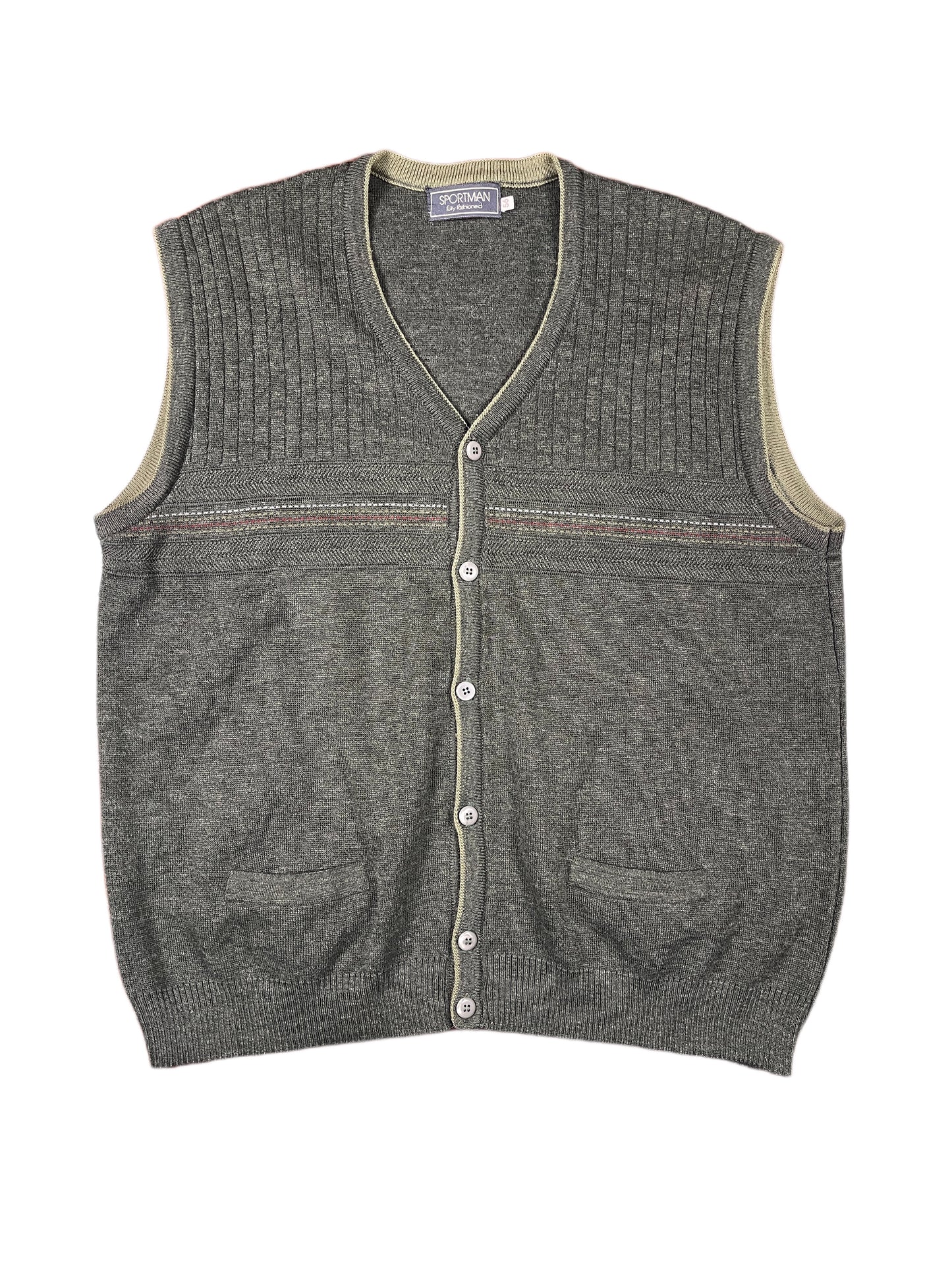 Vintage Sportman Knitted Vest Brown Green - XL
