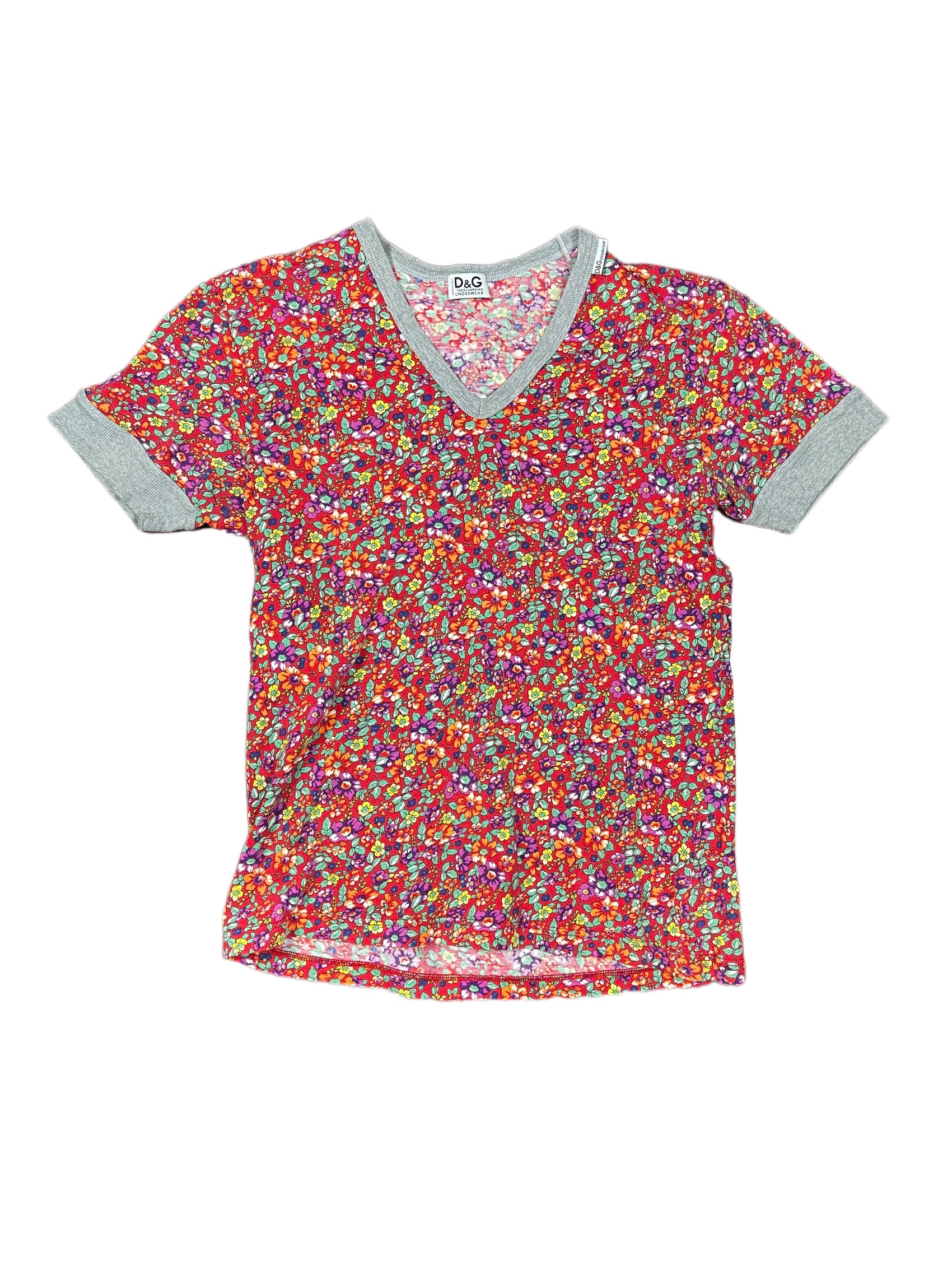 Y2k Dolce & Gabbana Short Sleeve Shirt Flower Multicolor - M